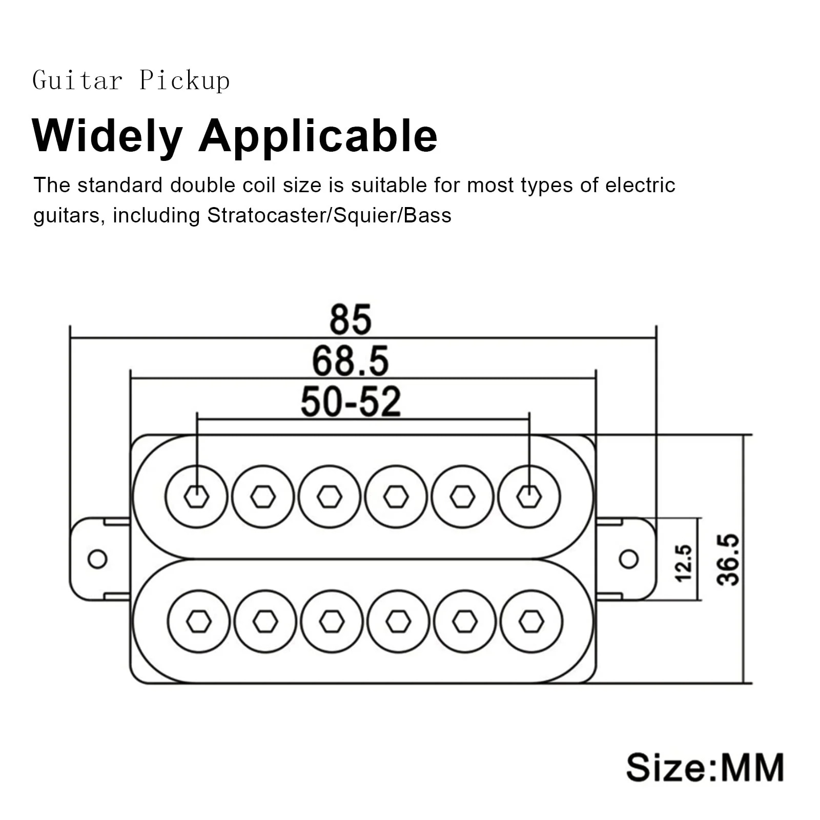 SAPHUE Adjustable Metal Double Coil Electric Guitar Pickups Humbucker Punk Neck/Bridge Pickup (Black) Black - Image 5