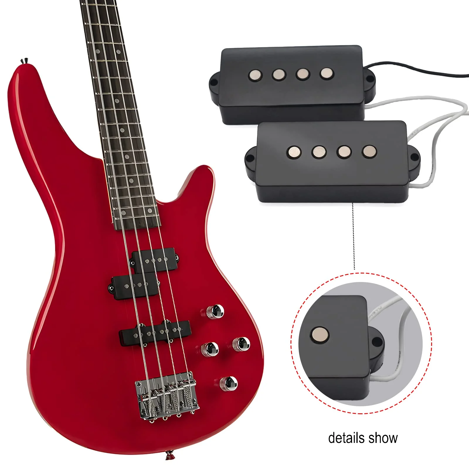 SAPHUE Alnico 5 P Bass Pickups Humbucker Pickup for 4 String P Bass Precision Bass Replacement - Image 2