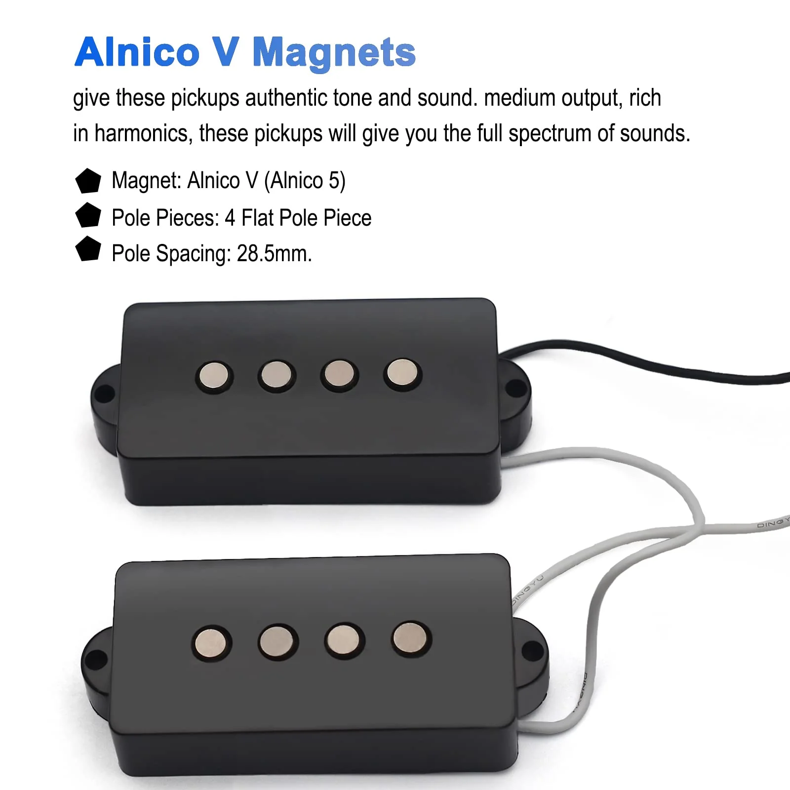 SAPHUE Alnico 5 P Bass Pickups Humbucker Pickup for 4 String P Bass Precision Bass Replacement - Image 3
