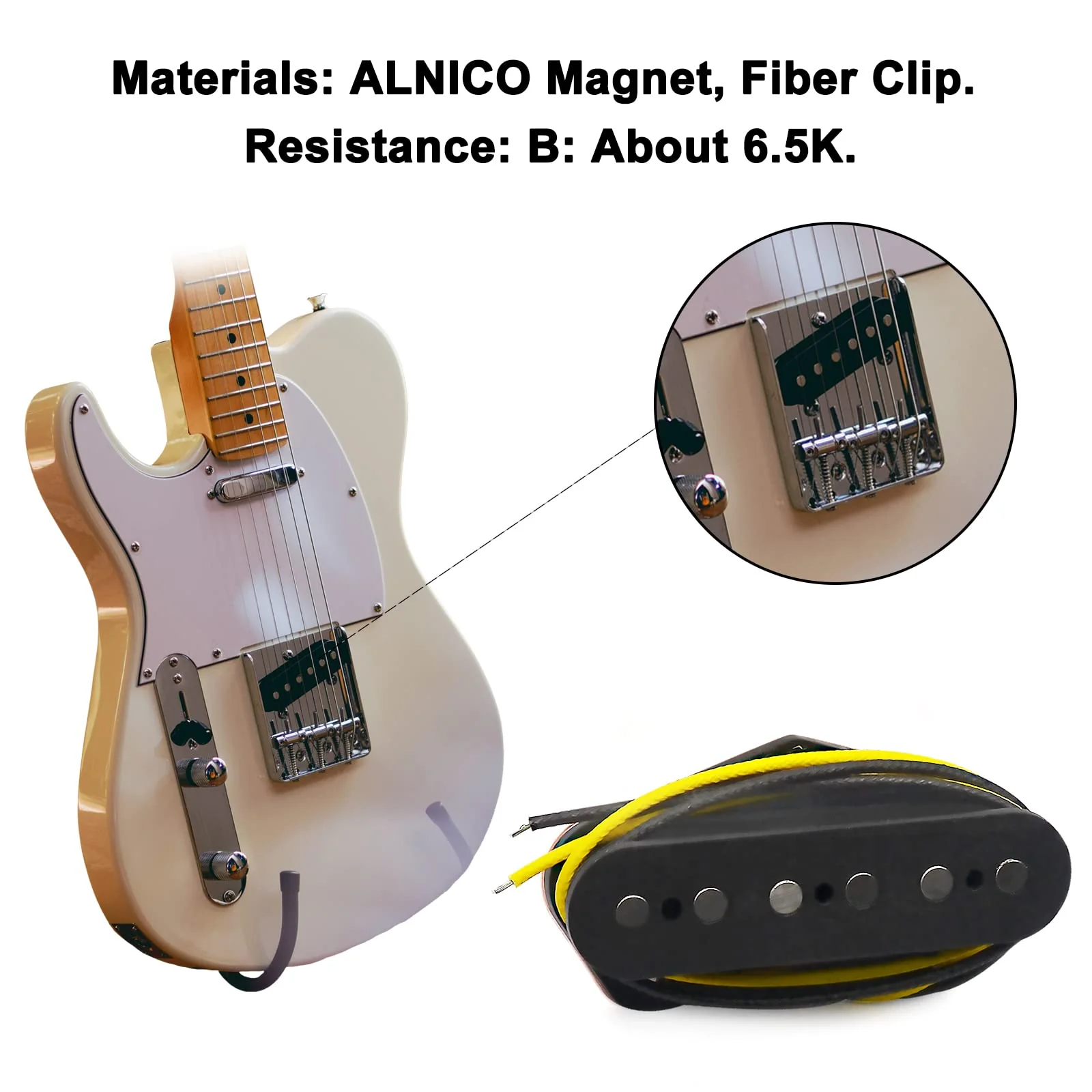 SAPHUE Alnico 5 TL Bridge Pickup Fiber Bobbin TL Bridge Pickup Black Guitar Parts - Image 3