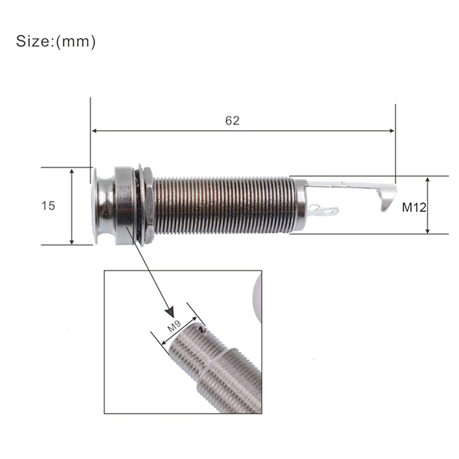 SAPHUE Brass Electric Guitar Bass 1/4Inch Barrel Jack 44.5x16cm Cylinder Input/Output Mono Active Long Threaded Jack Socket Guitar Parts & Accessories - Image 7