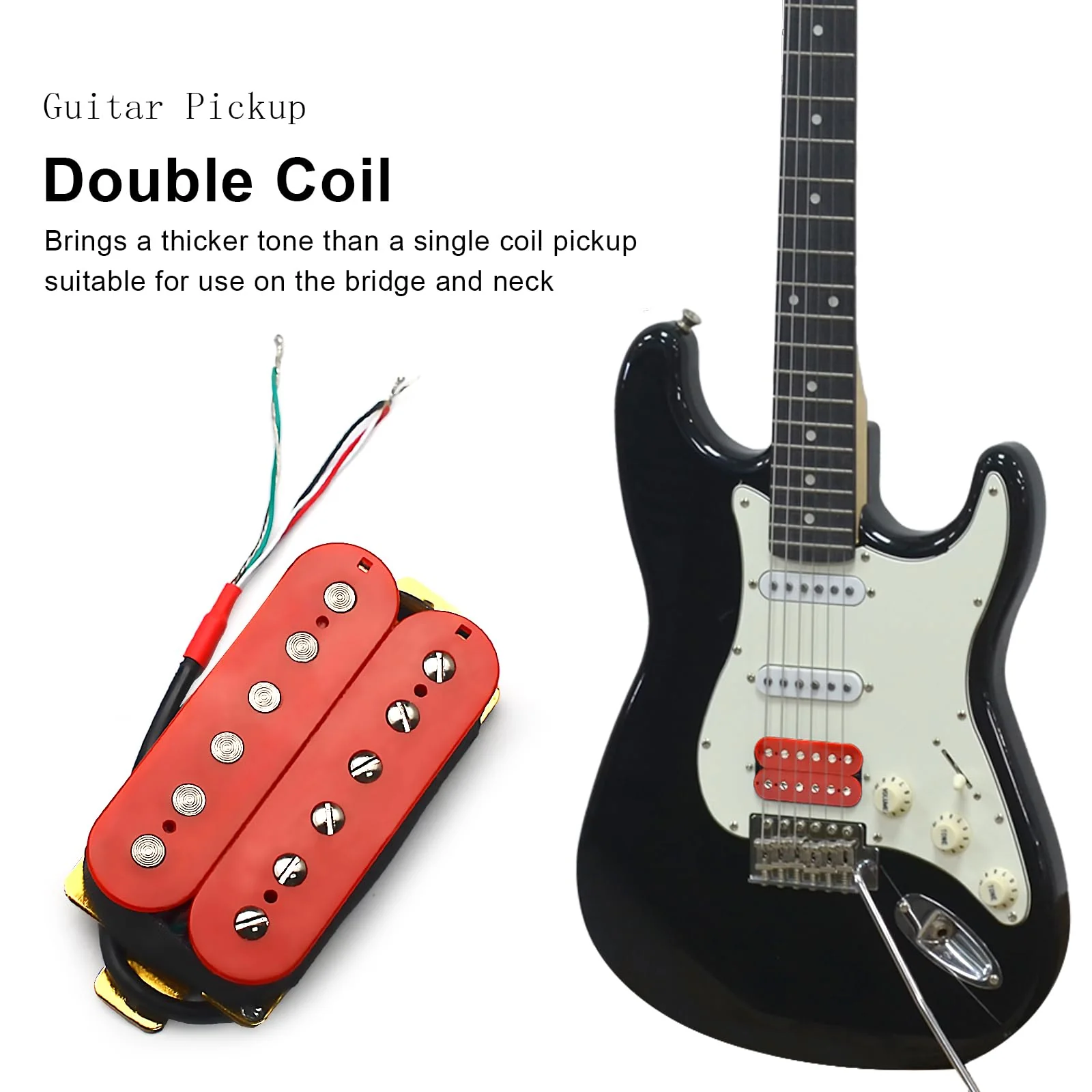 SAPHUE Electric Guitar Humbucker Pickups Double Coil Guitar Bridge Pickup & Neck Pickups Set (red) red - Image 2