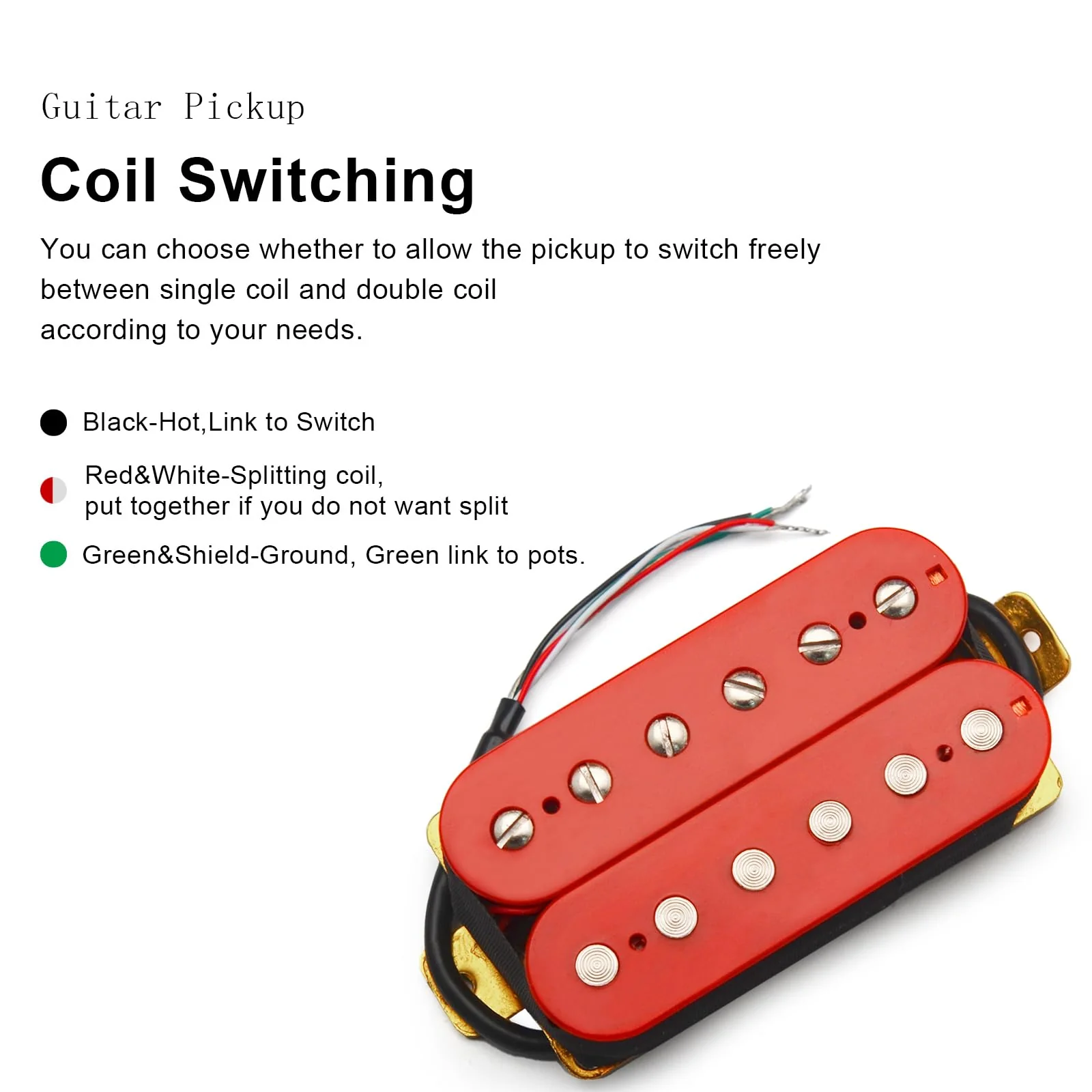 SAPHUE Electric Guitar Humbucker Pickups Double Coil Guitar Bridge Pickup & Neck Pickups Set (red) red - Image 4