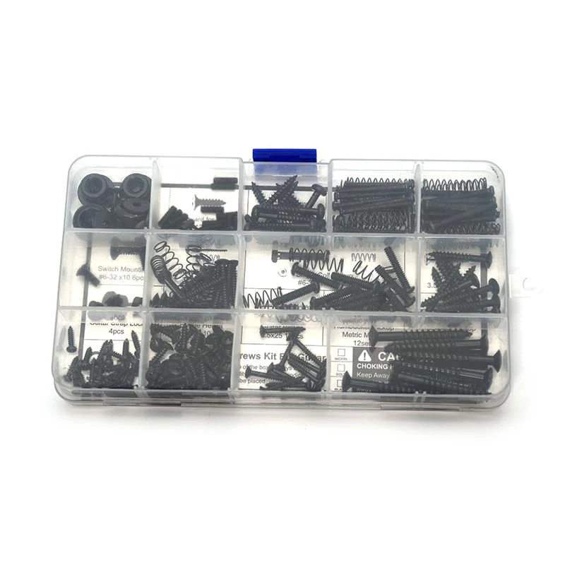 SAPHUE Guitar Screw Kit,201pcs Telecaster Kit, Pickguard Screws， Switch Plate Screws,For Fender/Tele/Strat/Sq,Tuner,Machine Head, Neck Plate,Guitar Strap End Pins,Pickup,Bridge, Guitar Repair Kit multi-size Black - Image 4
