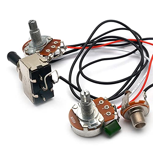 SAPHUE Guitar Wiring Harness, Guitar Prewired Harness Humbucker Wiring Harness Prewired 3 Way Chrome Box Toggle Switch 500K Pots for Electric Guitar with 2 Humbuckers - Image 5