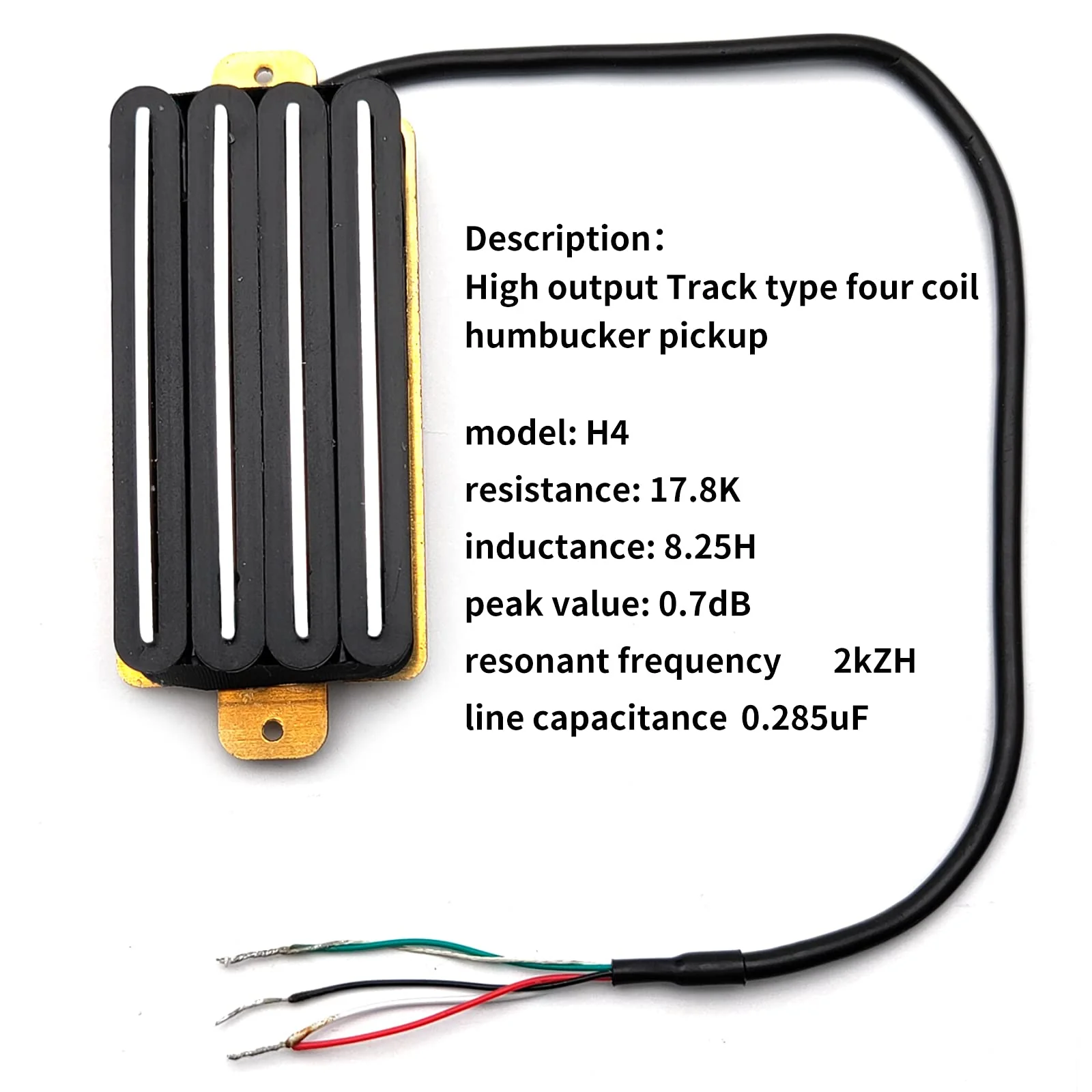 SAPHUE Hot Rail 2-Dual Blade Electric Guitar High Output Track Type Four Coil Humbucker Pickup Black - Image 3