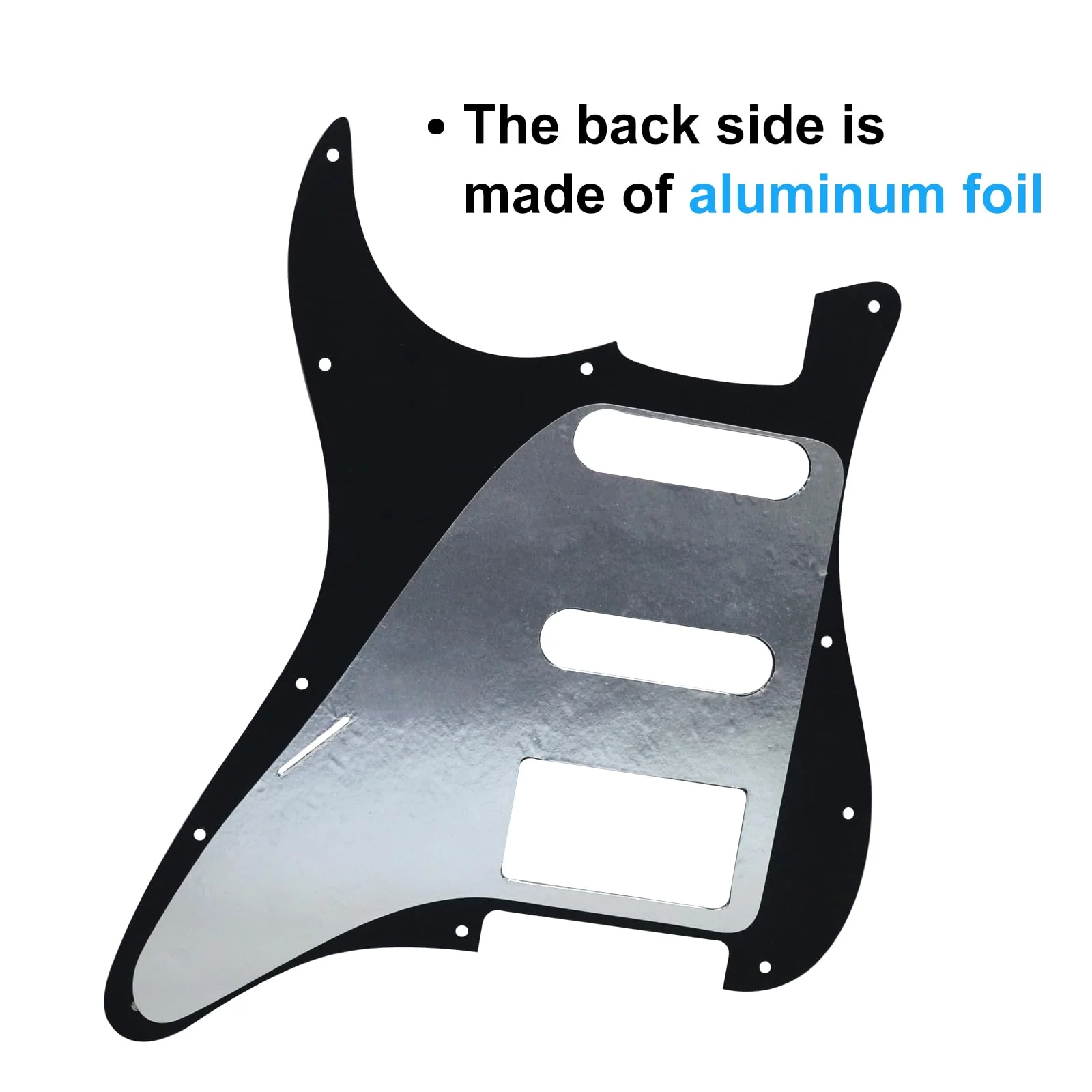 SAPHUE HSS 11 Holes Strat Electric Guitar Pickguard and BackPlate Set for Fender US/Mexico Made Standard Stratocaster Modern Style Guitar Parts (3ply Black) 3ply Black - Image 6
