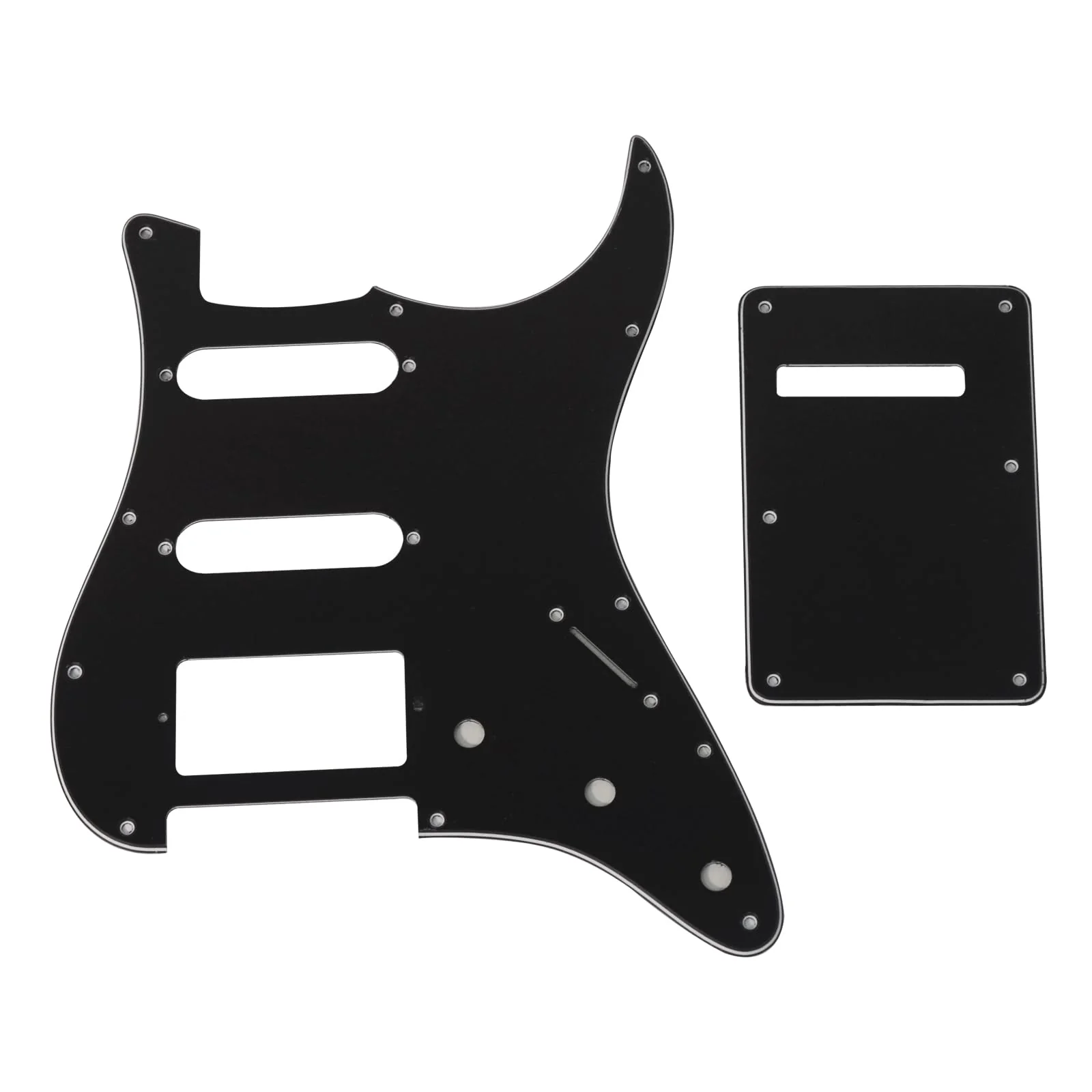 SAPHUE HSS 11 Holes Strat Electric Guitar Pickguard and BackPlate Set for Fender US/Mexico Made Standard Stratocaster Modern Style Guitar Parts (3ply Black) 3ply Black - Image 7