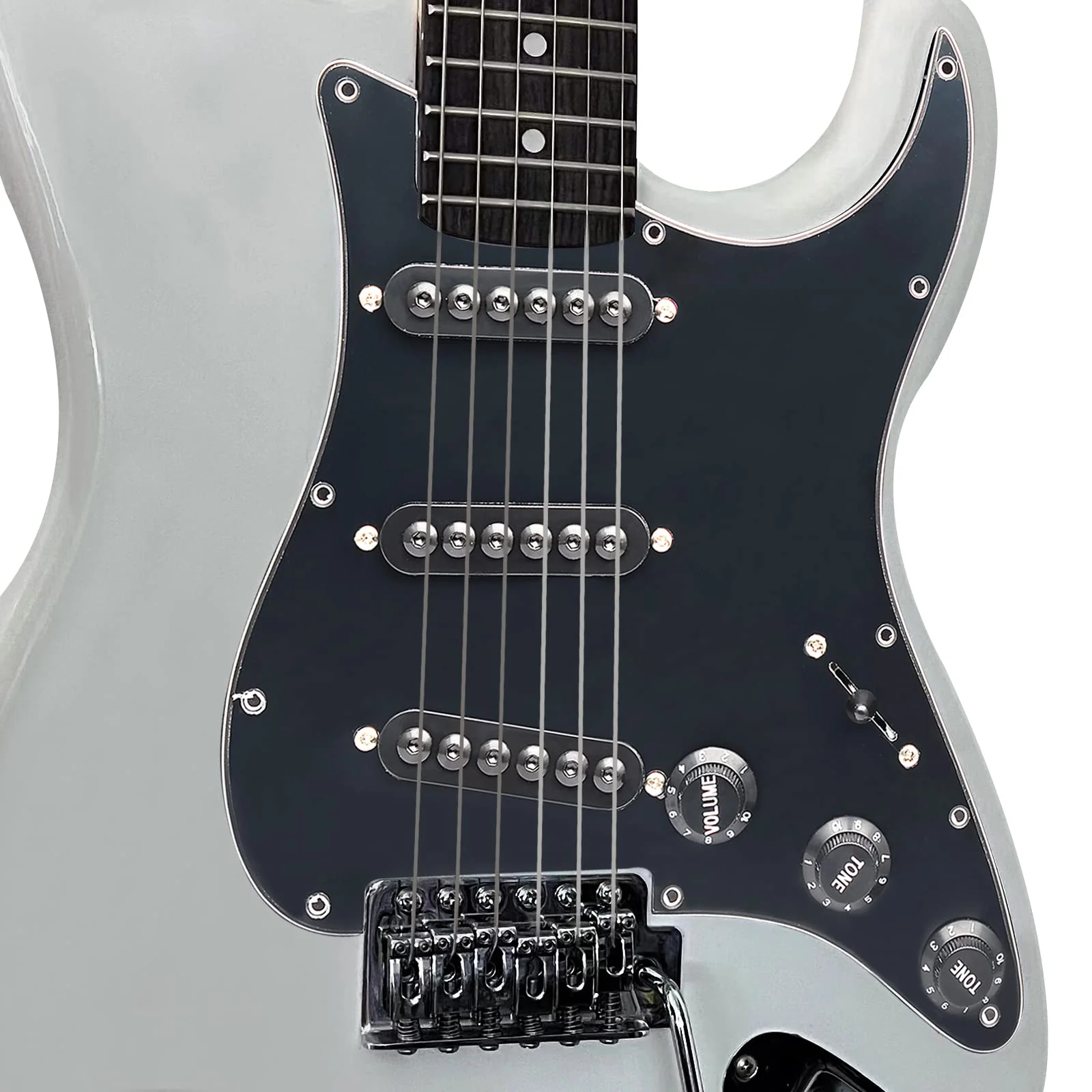 SAPHUE Prewired ST Pickguard SSS 3 Single Coil Pickups Adjustable Big Screws Loaded Electric Guitar Pickguard for Fender Strandard Straocaster Guitar Parts (Black) Black - Image 4