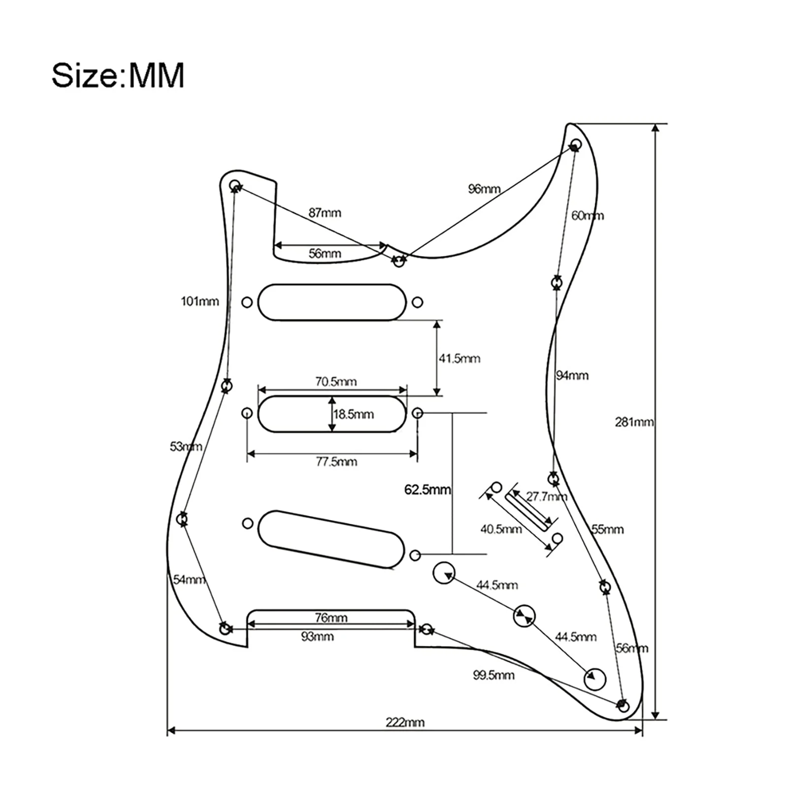 SAPHUE Prewired ST Pickguard SSS 3 Single Coil Pickups Adjustable Big Screws Loaded Electric Guitar Pickguard for Fender Strandard Straocaster Guitar Parts (Black) Black - Image 5