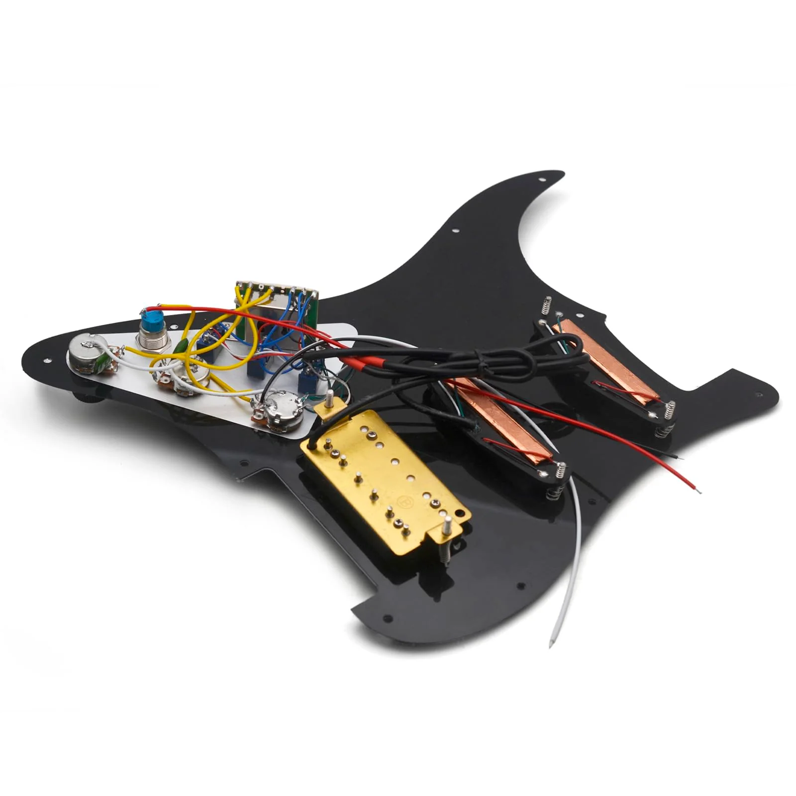 SAPHUE SSH-Coil Splitting Electric Guitar Pickguard Two Mini Humbucker + ONE Humbucker(9K/9K/15K)+Silence Switch Loaded Prewired Scratchplate (Black-Black) Black-Black - Image 5