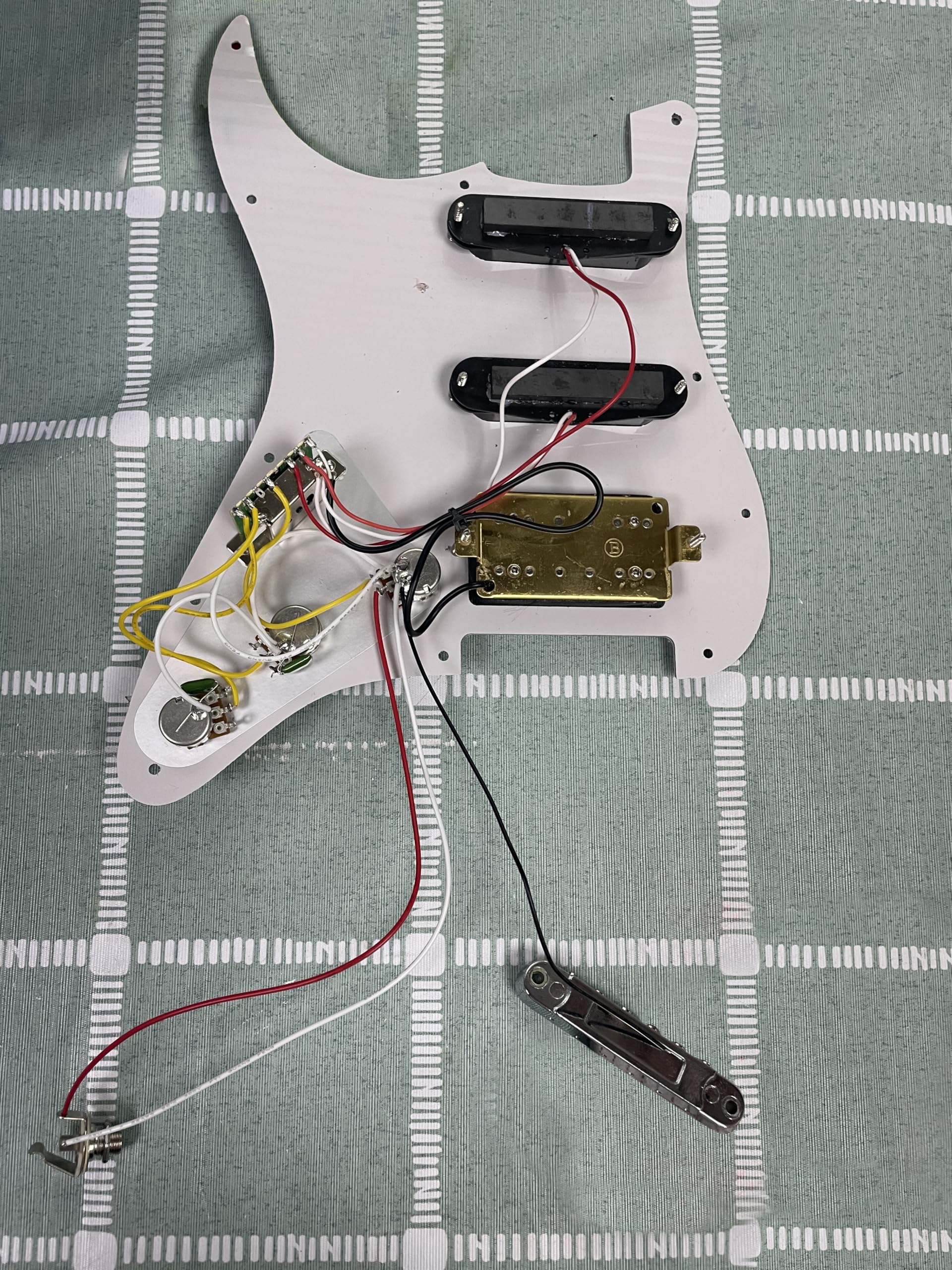 SAPHUE SSH-Coil Splitting Electric Guitar Pickguard Two Mini Humbucker + ONE Humbucker(9K/9K/15K)+Silence Switch Loaded Prewired Scratchplate (Black) Black+Zebra - Image 6