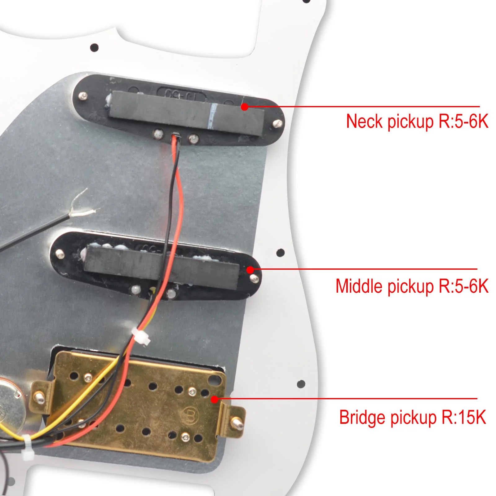 SAPHUE SSH-Coil Splitting Electric Guitar ST Style Loaded Pickguard with On/On Coil Spliting Switch Loaded Prewired Scratchplate (White) White - Image 5