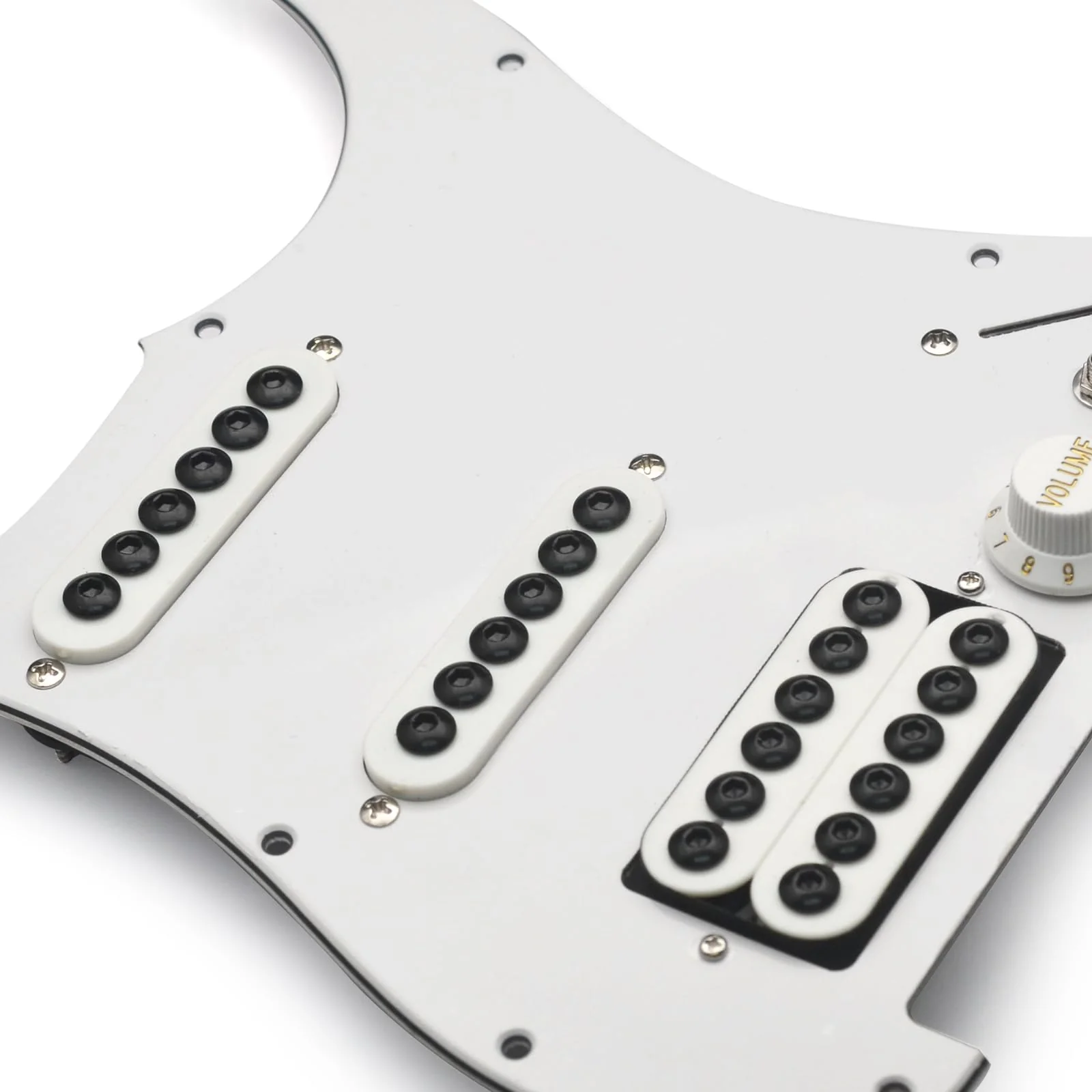 SAPHUE SSH-Coil Splitting Electric Guitar ST Style Loaded Pickguard with On/On Coil Spliting Switch Loaded Prewired Scratchplate (White) White - Image 6