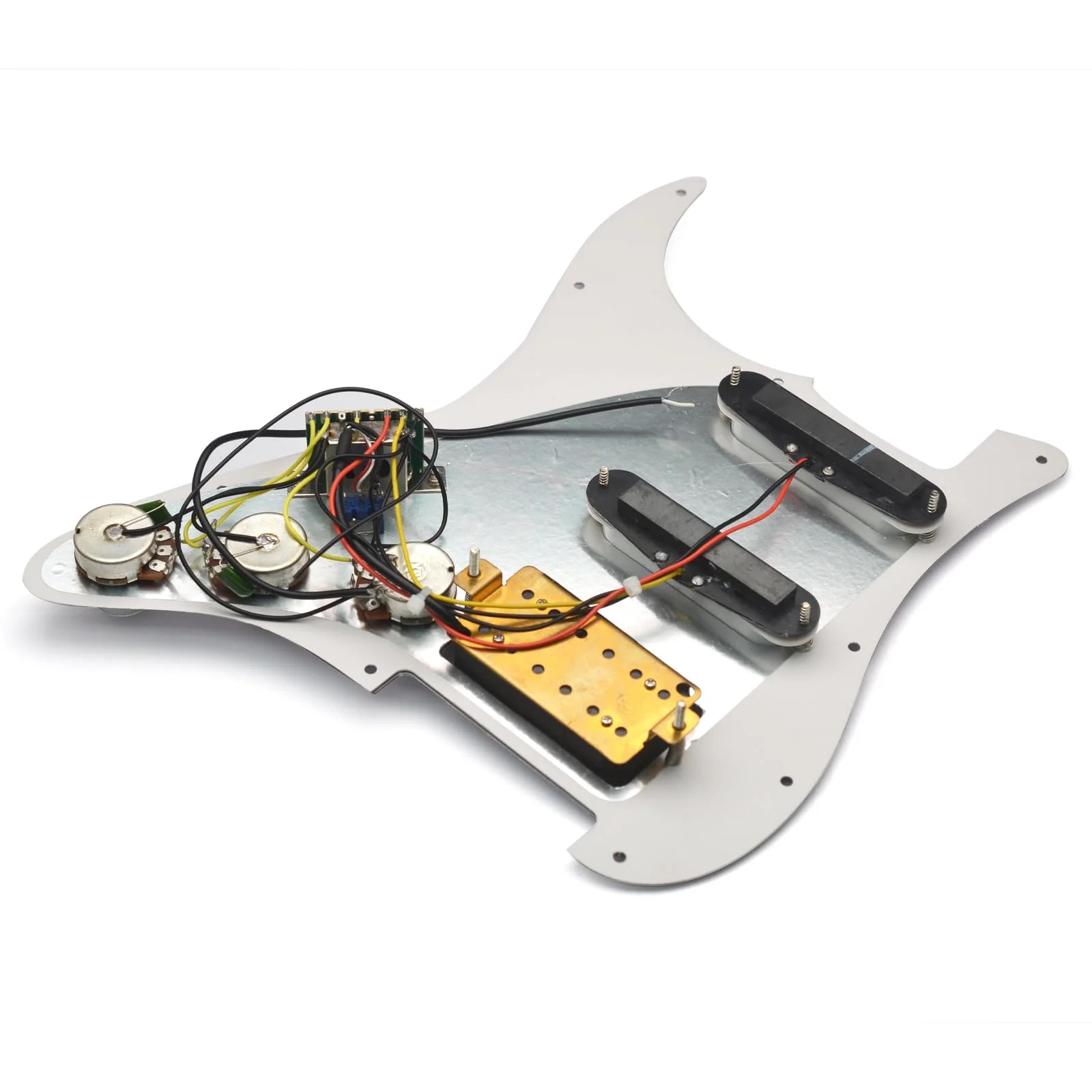 SAPHUE SSH-Coil Splitting Electric Guitar ST Style Loaded Pickguard with On/On Coil Spliting Switch Loaded Prewired Scratchplate (White) White - Image 7