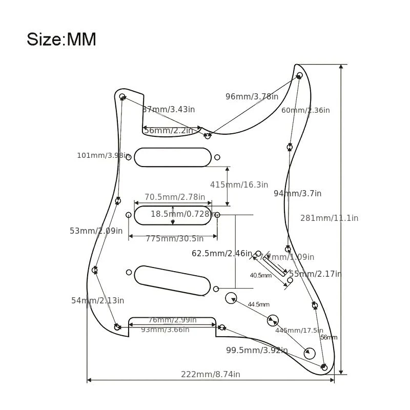 SAPHUE SSS 11 Holes Strat Electric Guitar Pickguard and BackPlate Set for Fender US/Mexico Made Standard Stratocaster Modern Style Guitar Parts (SSS,3Ply White Pearl) 3Ply White Pearl - Image 2
