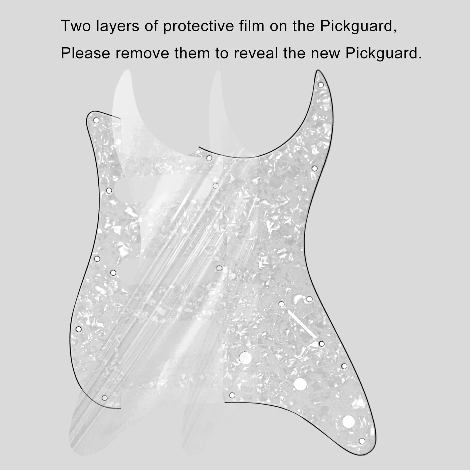 SAPHUE SSS 11 Holes Strat Electric Guitar Pickguard and BackPlate Set for Fender US/Mexico Made Standard Stratocaster Modern Style Guitar Parts (SSS,3Ply White Pearl) 3Ply White Pearl - Image 3