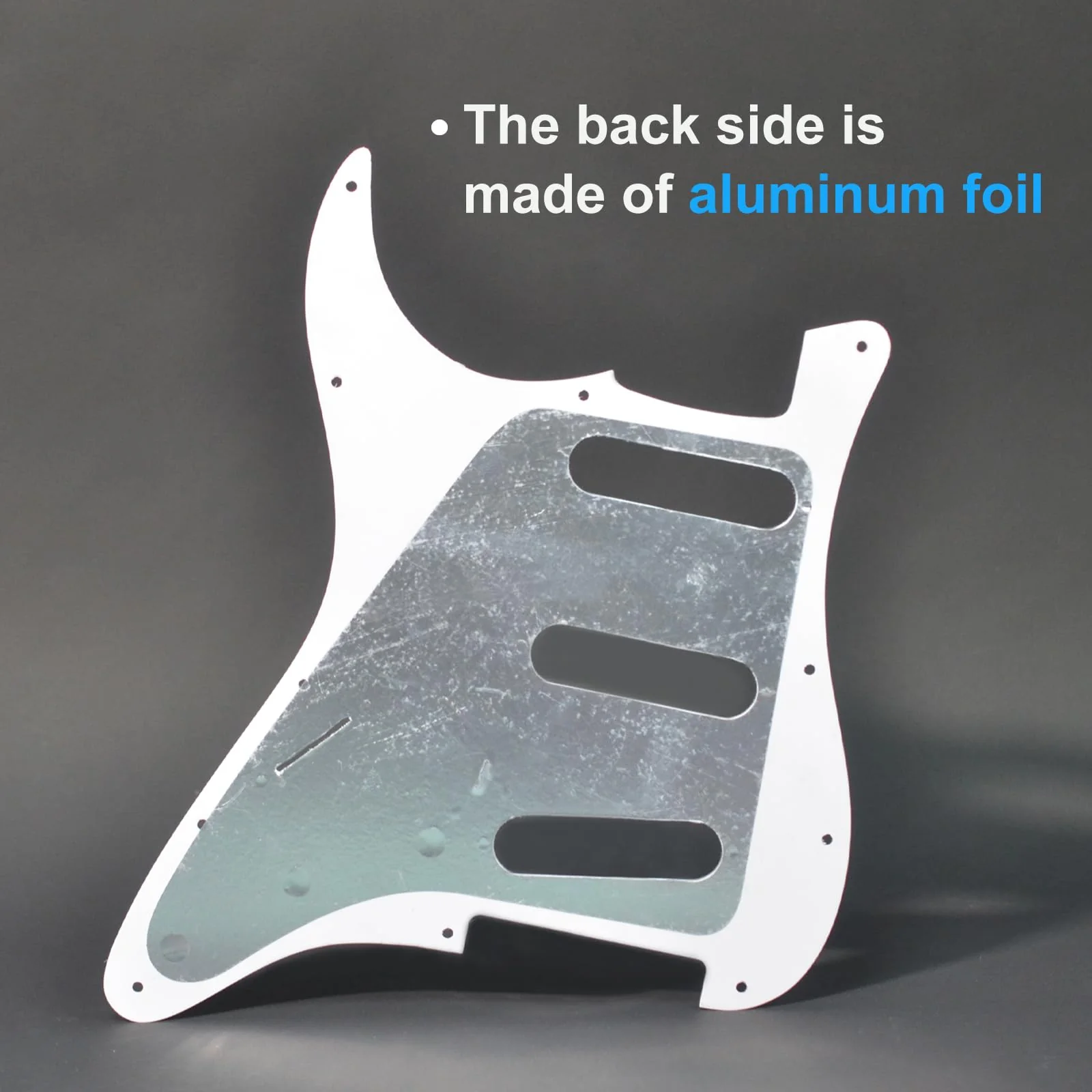SAPHUE SSS 11 Holes Strat Electric Guitar Pickguard and BackPlate Set for Fender US/Mexico Made Standard Stratocaster Modern Style Guitar Parts (SSS,3Ply White Pearl) 3Ply White Pearl - Image 4