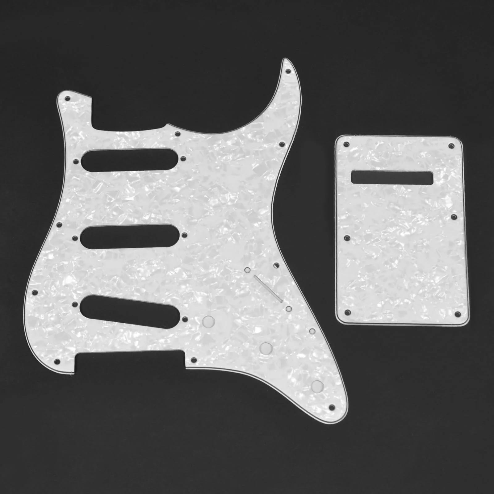 SAPHUE SSS 11 Holes Strat Electric Guitar Pickguard and BackPlate Set for Fender US/Mexico Made Standard Stratocaster Modern Style Guitar Parts (SSS,3Ply White Pearl) 3Ply White Pearl - Image 7