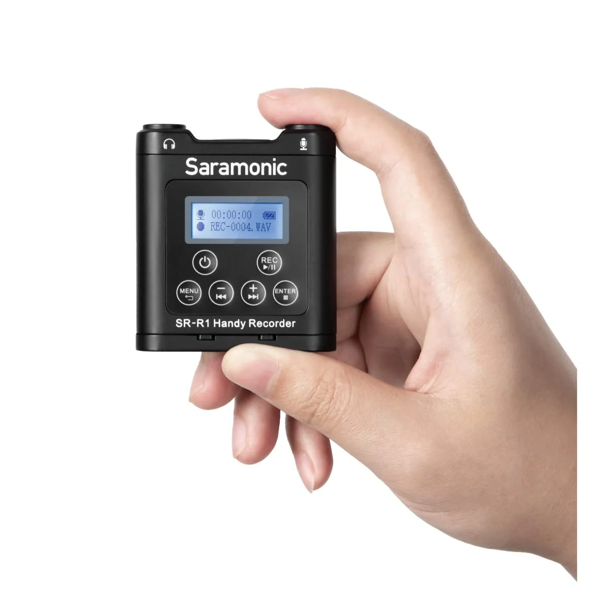 Saramonic SR-R1 Ultra-Compact Belt Pack Stereo Recorder with 3.5mm Microphone or Line-Level Input, Headphone Out, and Includes DK3A Premium Lavalier and Padded Pouch, Black - Image 4