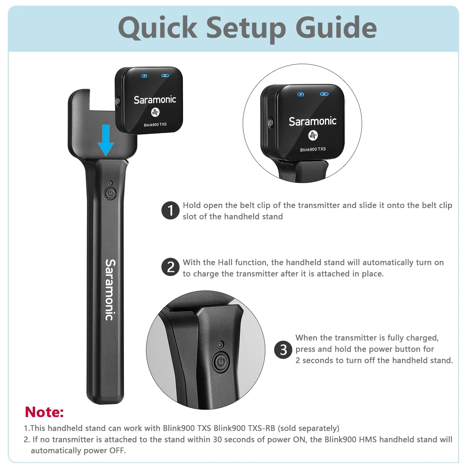 Saramonic Wireless Handheld Microphone Holder, Blink900 HMS Mic Stand for Blink900 S1/S2/S3/S4/S5/S6/S20 Transmitter Interview, Report Film, Stage, Speaker, Amplifier, Mixer, iPhone, Camera, Laptop - Image 7