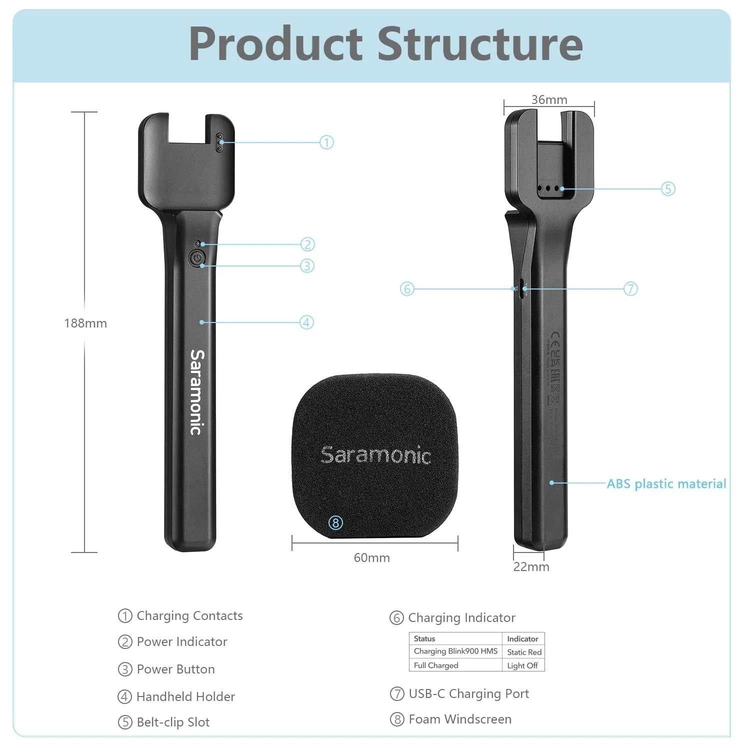 Saramonic Wireless Handheld Microphone Holder, Blink900 HMS Mic Stand for Blink900 S1/S2/S3/S4/S5/S6/S20 Transmitter Interview, Report Film, Stage, Speaker, Amplifier, Mixer, iPhone, Camera, Laptop - Image 8
