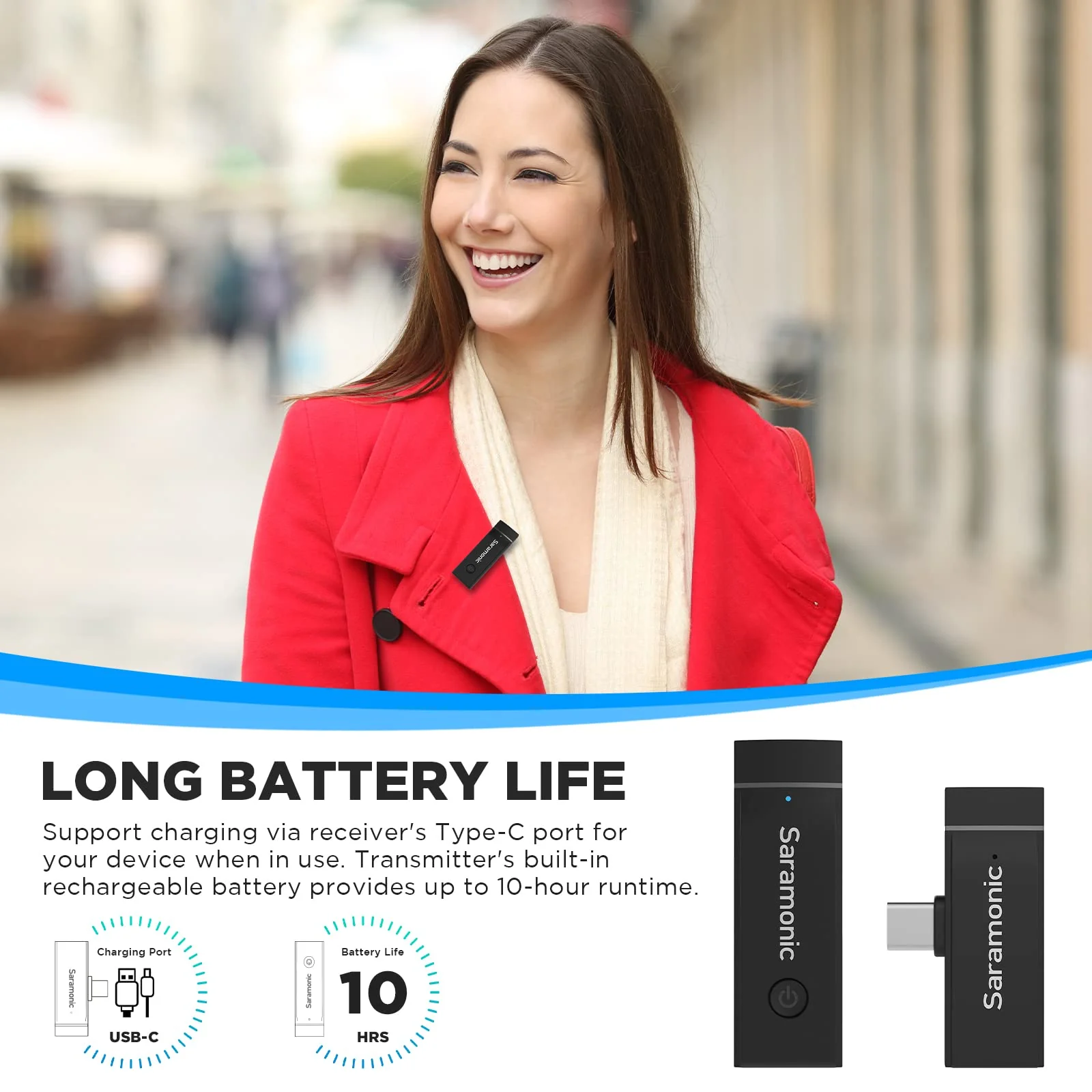 Saramonic Wireless Lavalier Microphone System For iPhone iPad 2.4Ghz Professional Clip On Lapel Condenser Plug-Play Mic For Vlog Interview Live Streaming Recording Video Youtube SR-Blink Go-U1 (TX+RX) - Image 2