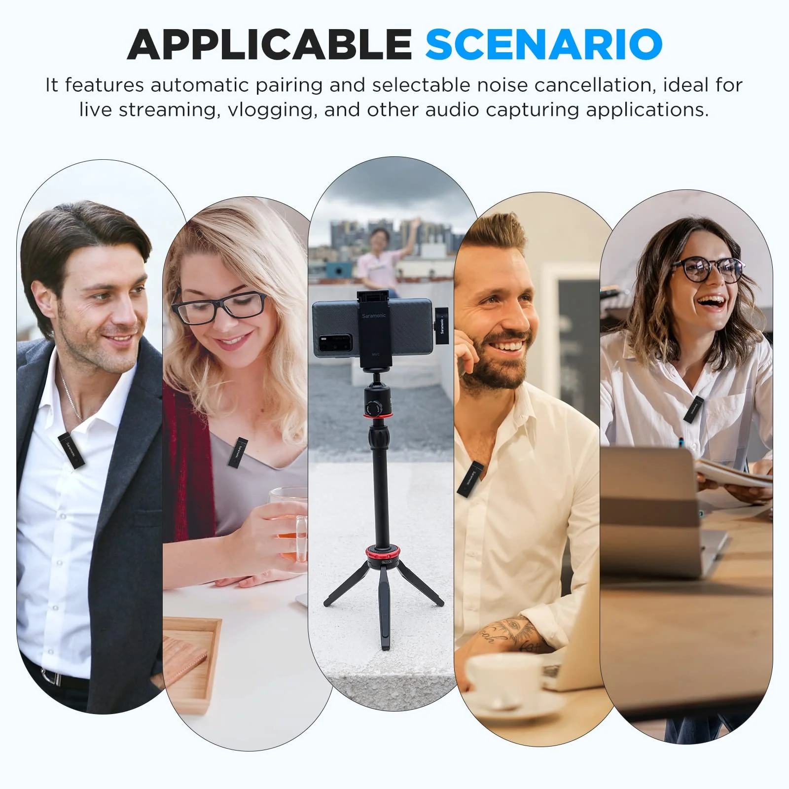 Saramonic Wireless Lavalier Microphone System For iPhone iPad 2.4Ghz Professional Clip On Lapel Condenser Plug-Play Mic For Vlog Interview Live Streaming Recording Video Youtube SR-Blink Go-U1 (TX+RX) - Image 7