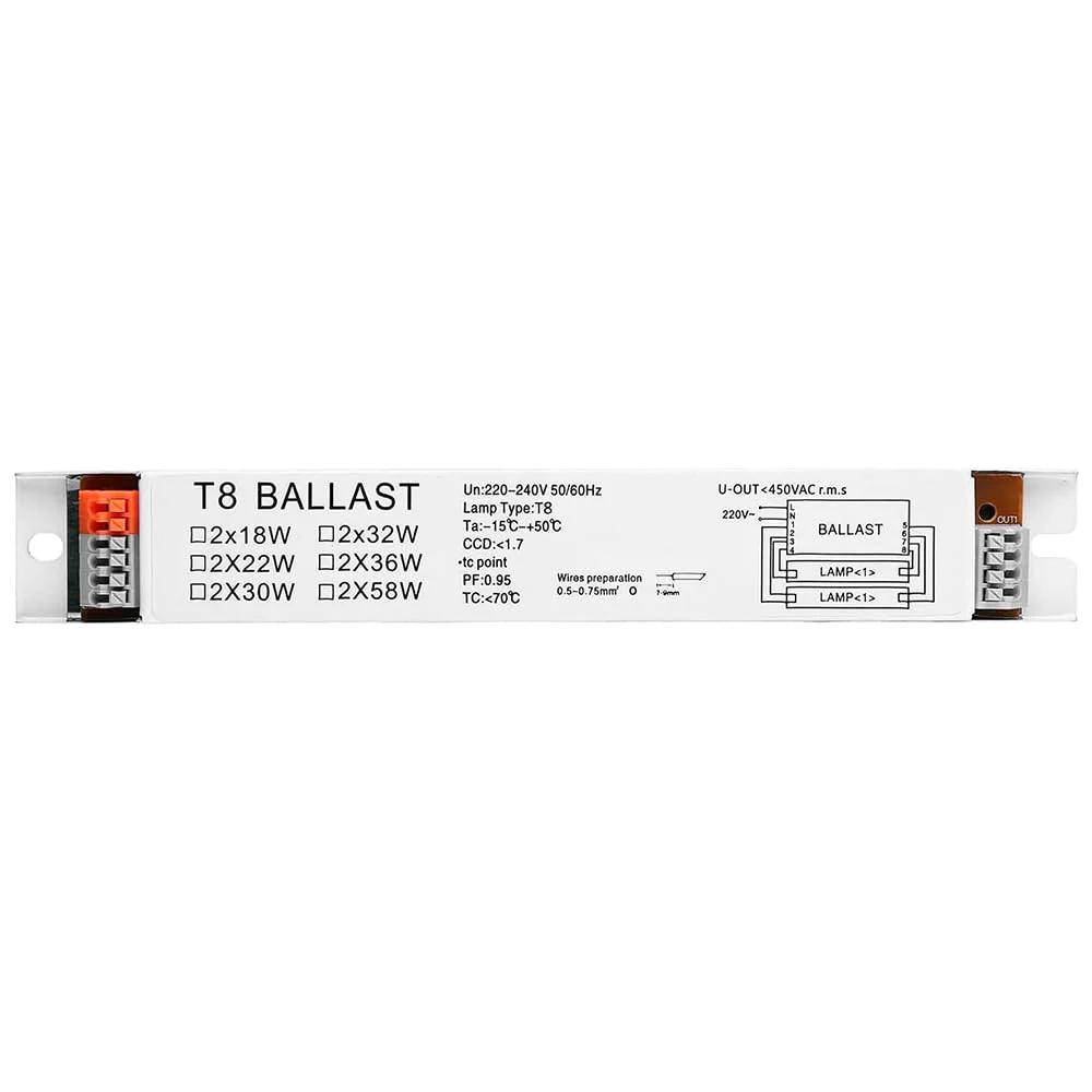 Sarini T8 220-240V AC 2 x 18W Wide Voltage Ballast for Fluorescent Lamps - Image 2