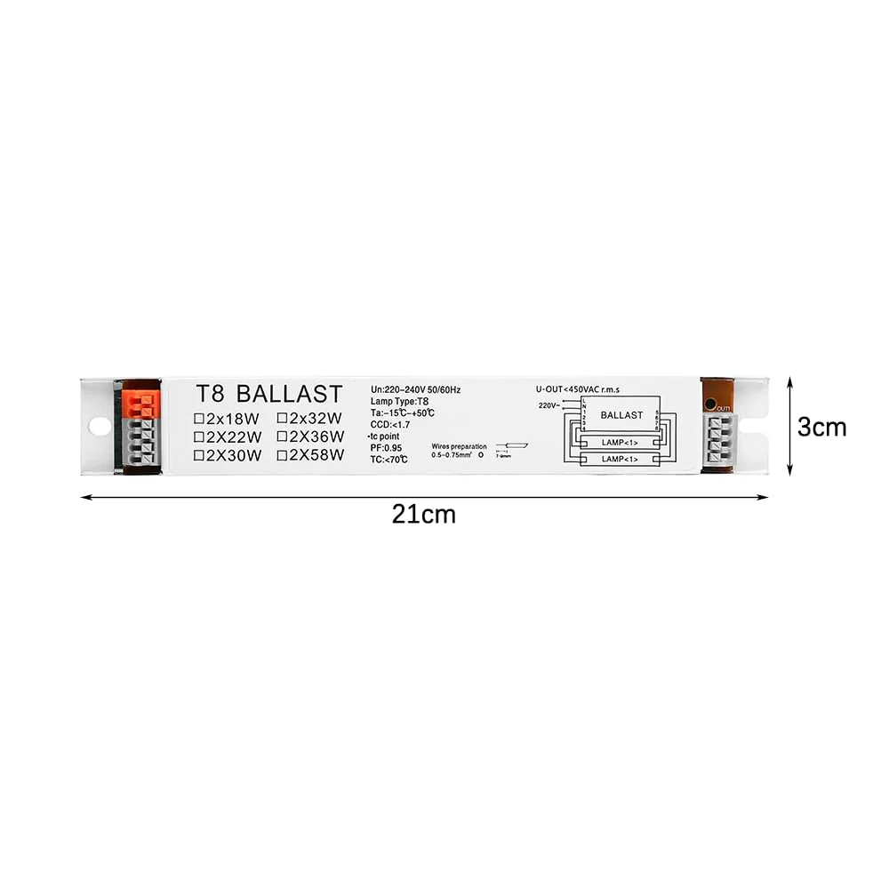 Sarini T8 220-240V AC 2 x 18W Wide Voltage Ballast for Fluorescent Lamps - Image 7