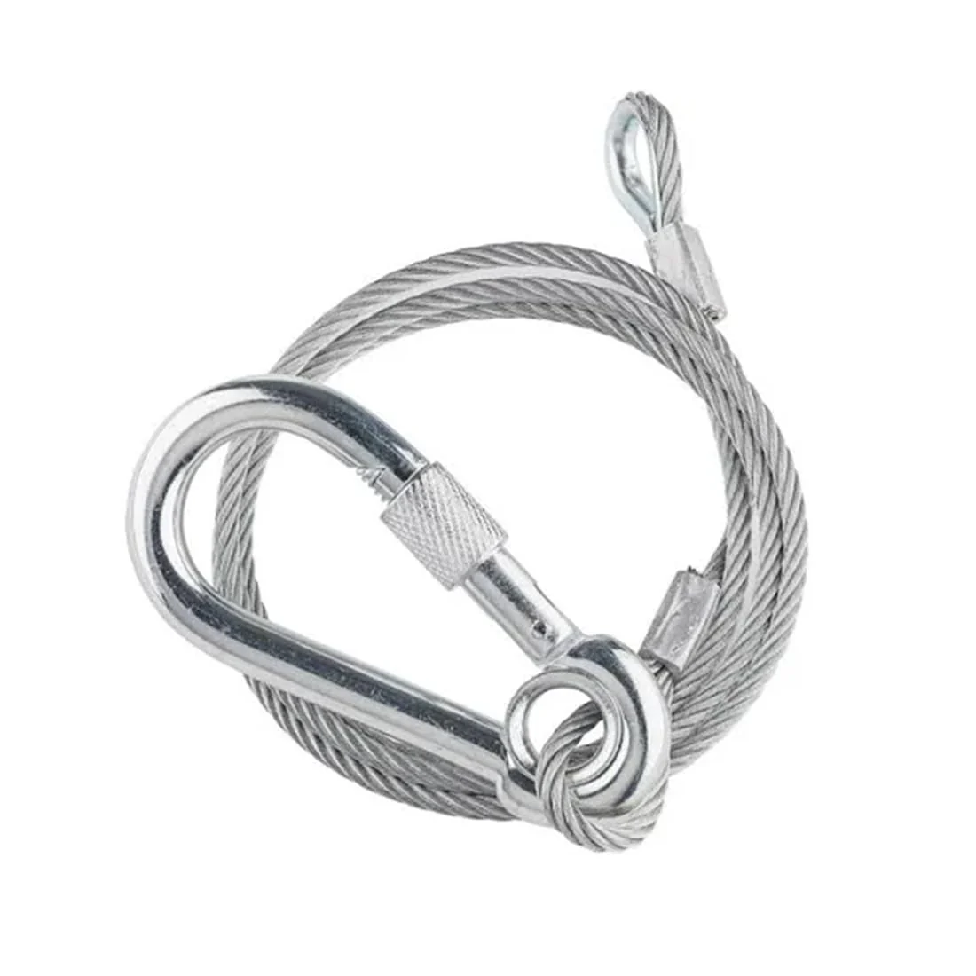 Sarknoah. 0.16″(4mm) Diameter,Longth 24″(60mm) Stage Lighting Stainless Steel Safety Cable With Carabiner Lock Hook. Heavy Duty Fall Protection for Stage Lights, DJ Equipment (1102LB Load),5Packs. Diameter:0.16Inch / Longth：24Inch  - Image 2
