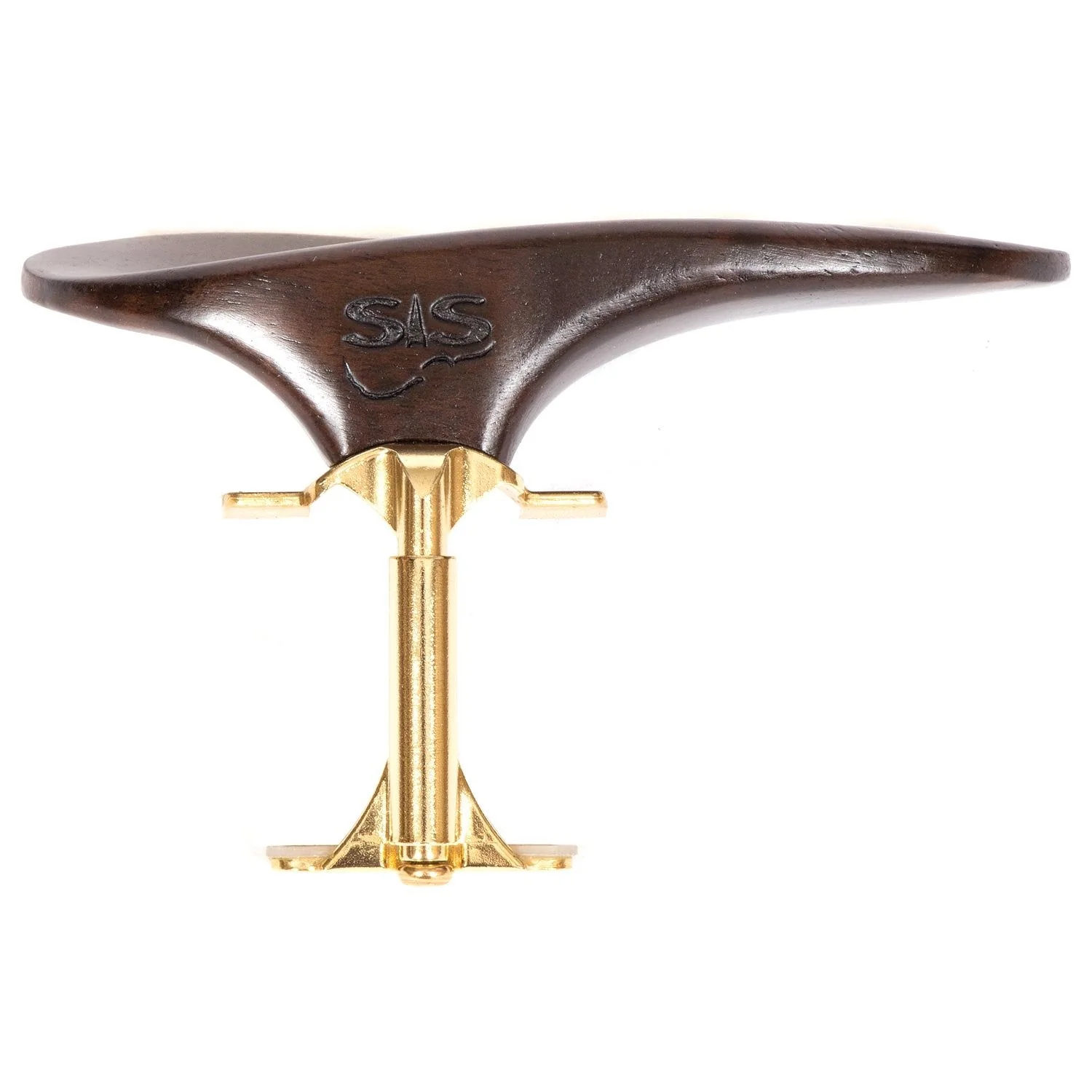 SAS Walnut Chinrest for 3/4-4/4 Violin or Viola with 28mm Plate Height and Goldplated Bracket - Image 2