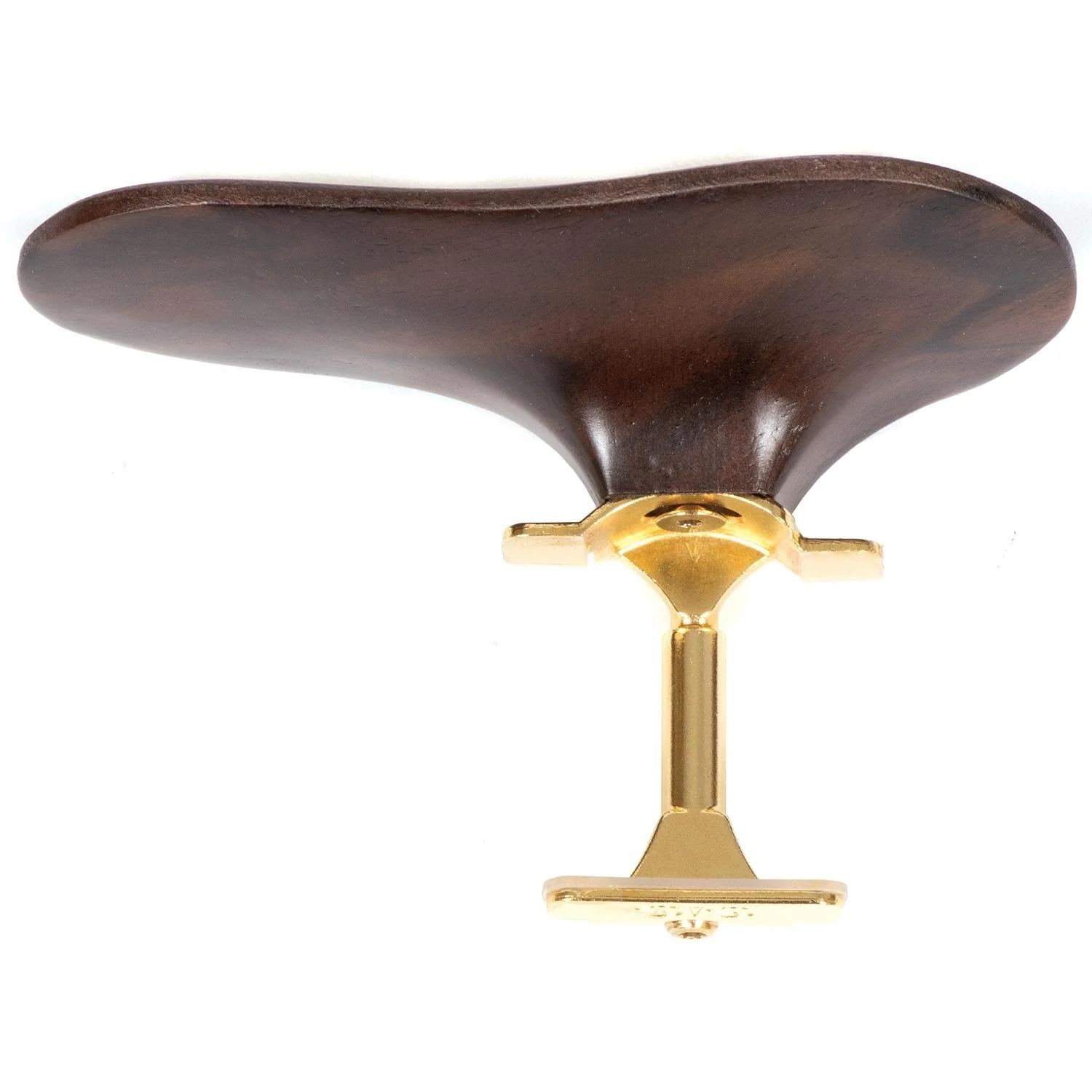 SAS Walnut Chinrest for 3/4-4/4 Violin or Viola with 28mm Plate Height and Goldplated Bracket - Image 3