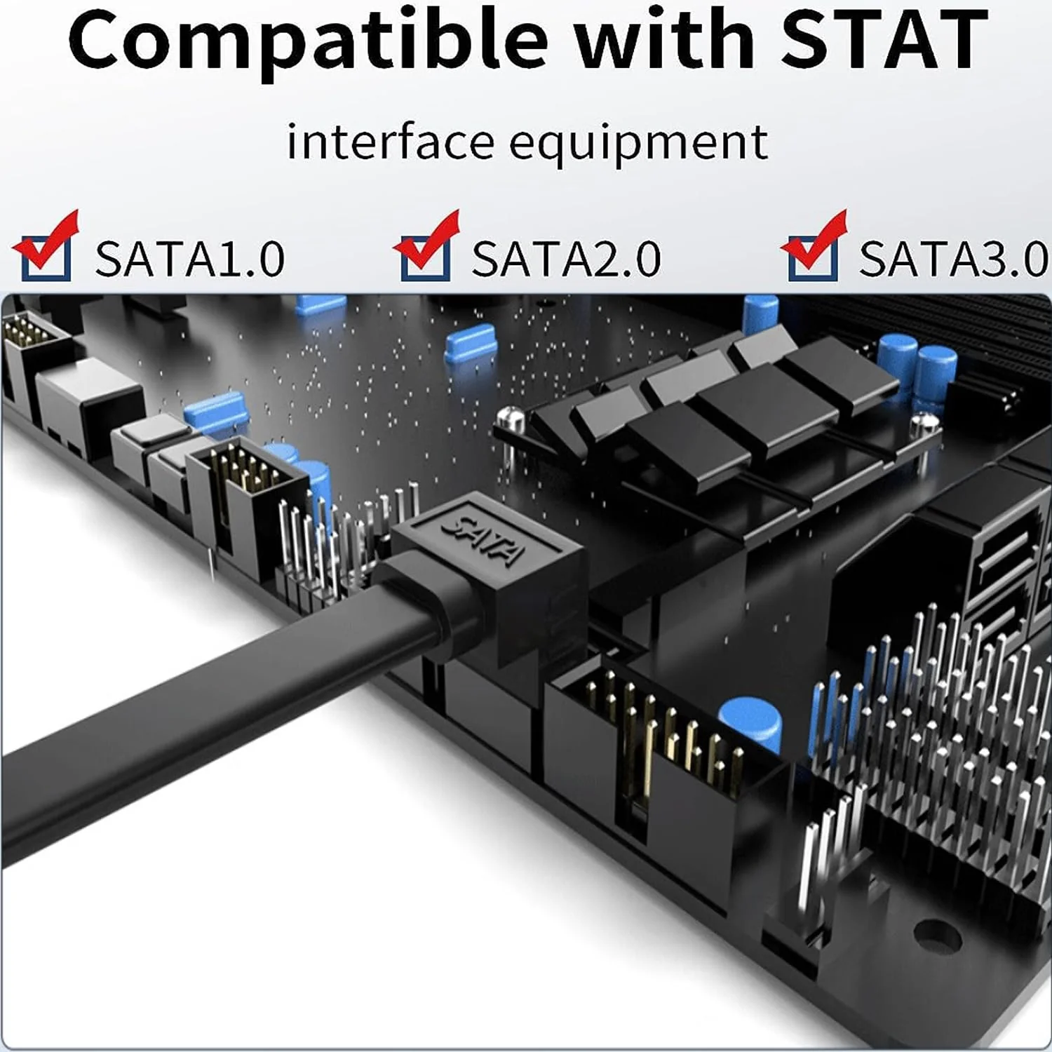 SATA Cable III, 4 Pack 90 Degree Right Angle to Straight &Straight to Straight 6Gbps 7pin SATA 3.0 Data Transmission Cord with Locking Latch for Hard Drive SSD (Straight+Angled（2Black+2Red）) Straight+angled（2Black+2Red） - Image 7
