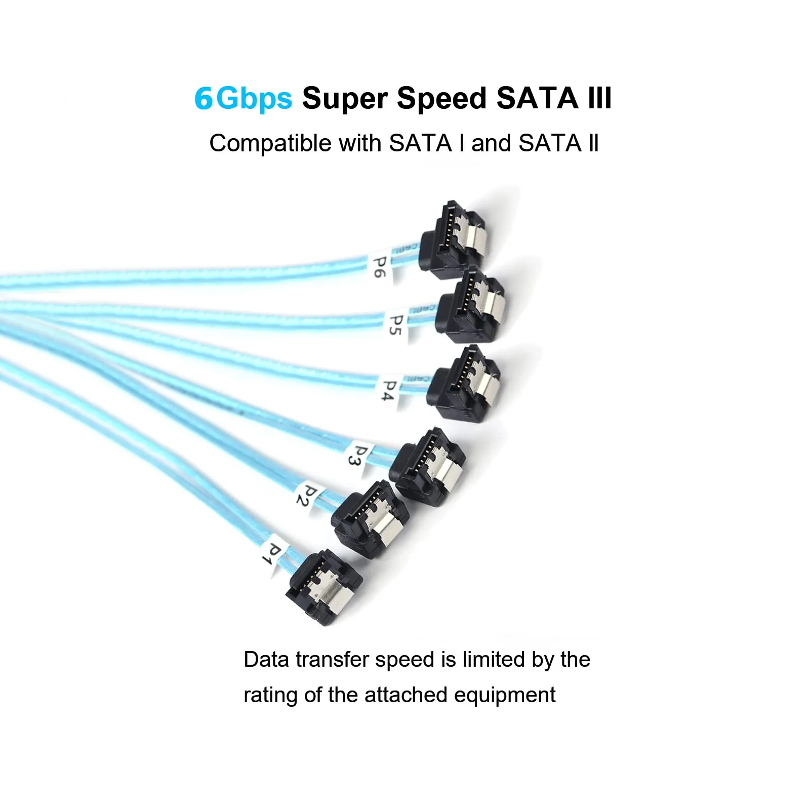 SATA-III Cable:0.5M 6Pcs/Set-SATA Cable 90-Degree Right-Angle SATA-Data Cable SAS/SATA-6Gbps Cable for Server-Raid SDD HDD CD DVD Drives (1.6FT) 6 Pcs/set 0.5m - Image 4