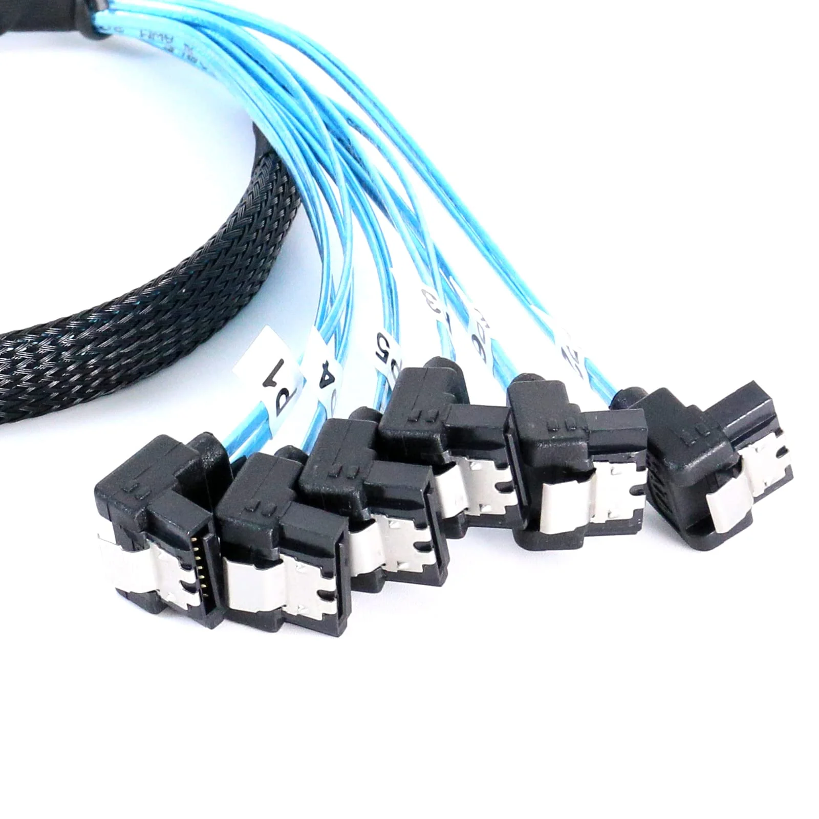 SATA-III Cable:0.5M 6Pcs/Set-SATA Cable 90-Degree Right-Angle SATA-Data Cable SAS/SATA-6Gbps Cable for Server-Raid SDD HDD CD DVD Drives (1.6FT) 6 Pcs/set 0.5m - Image 5