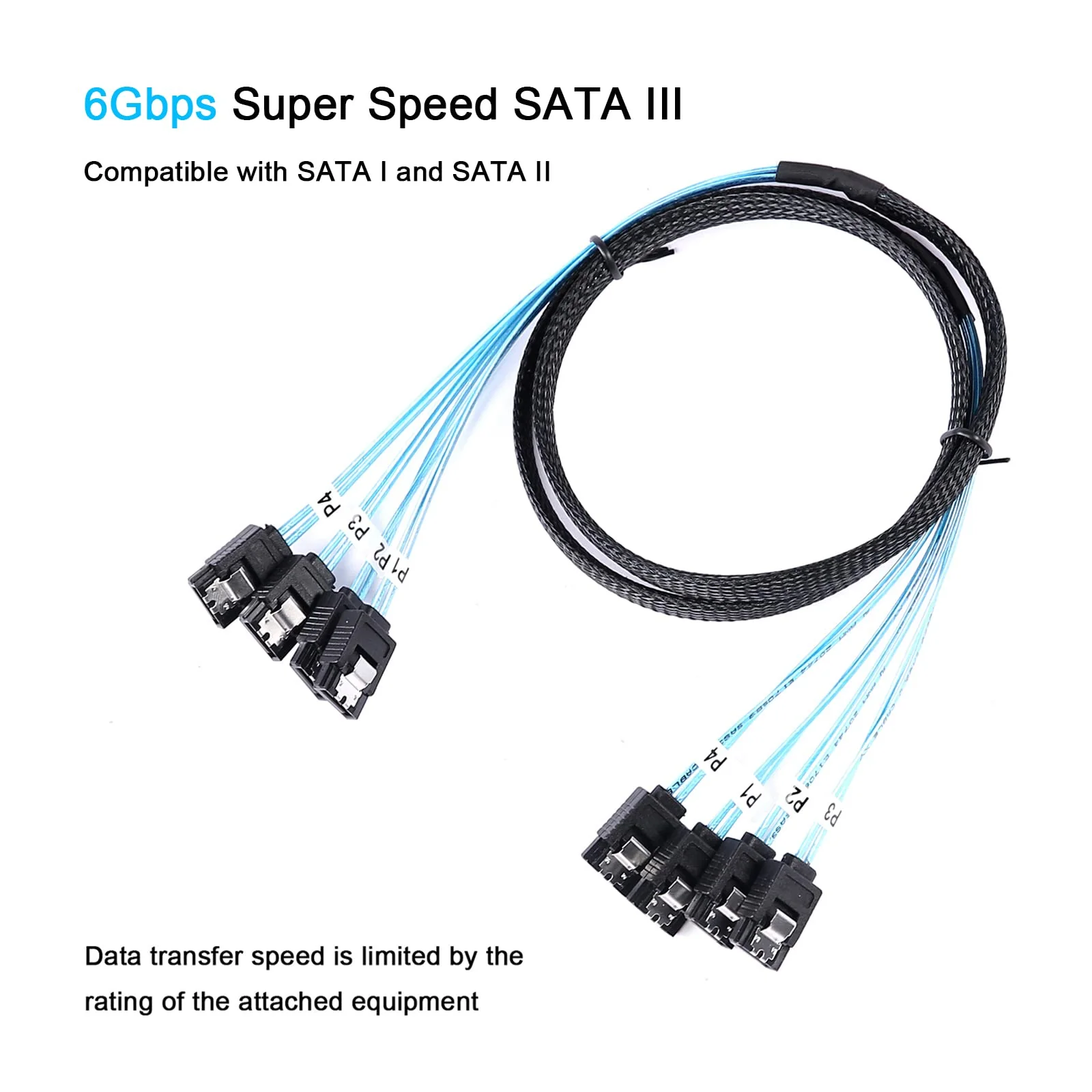 SATA-III Cable-1M, 4Pcs/Set-SATA-6Gbps HDD-SDD Data-Cable Replacement for Server Bitcoin Computer SSD HDD CD DVD Drives Raid (3.3FT) 3.3FT 1PACK - Image 4