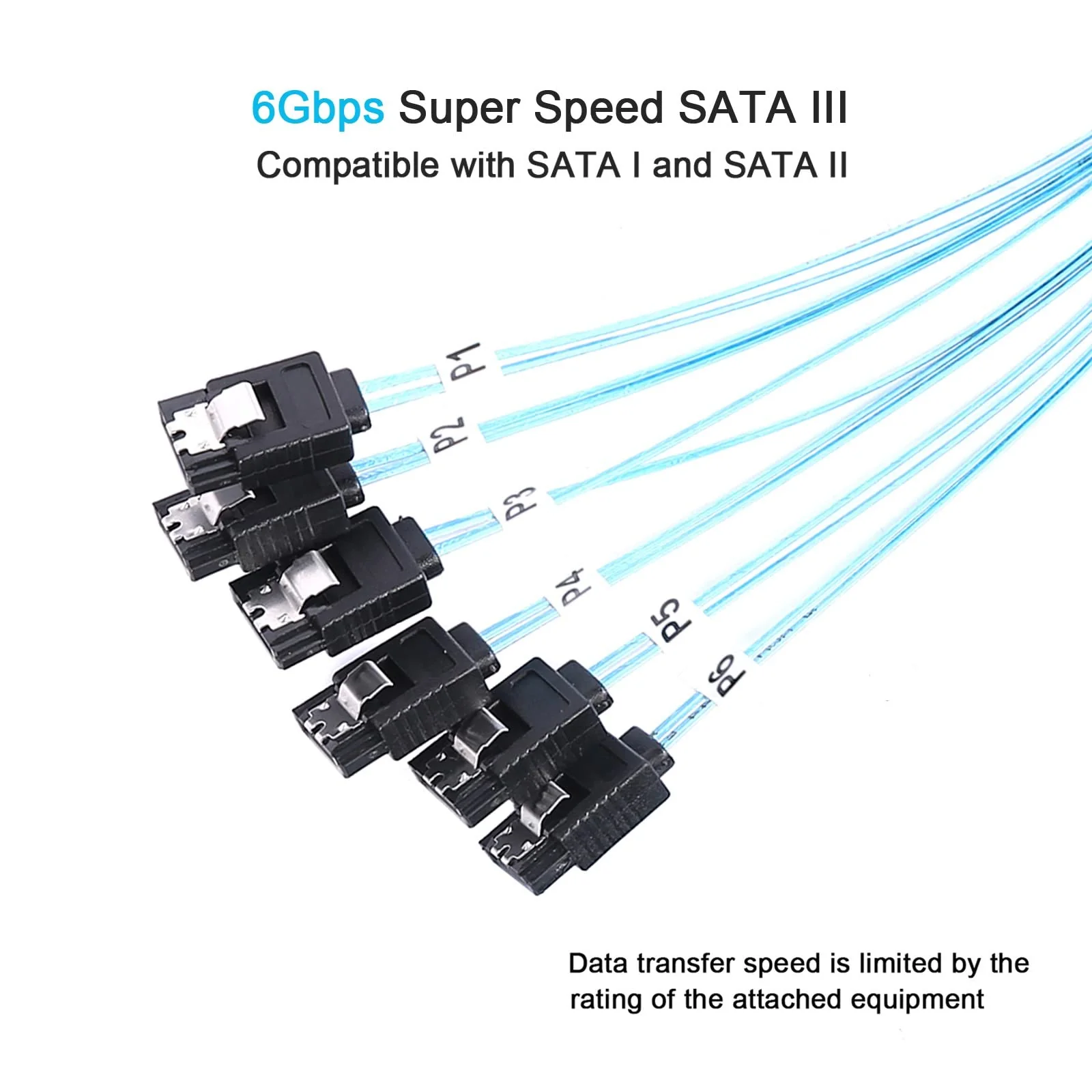 SATA-III Cable-1M 6Pcs/Set-6Gbps-SATA Cable Replacement for Bitcoin Computer-Server CD DVD Drives Raid HDD-SSD Data Cable (3.3FT) 3.3FT 1Pack - Image 2