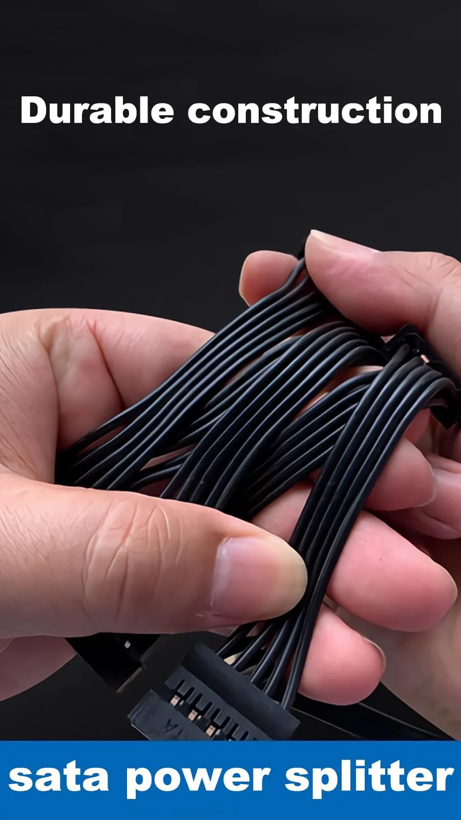 SATA Power Splitter Cable 19.7 in (500 mm) - 15 Pin SATA 1 Male to 5 Female Power Splitter Adapter Cable Powers up to 5 HDD, SSD, Optical Drives (1, Black) - Image 5