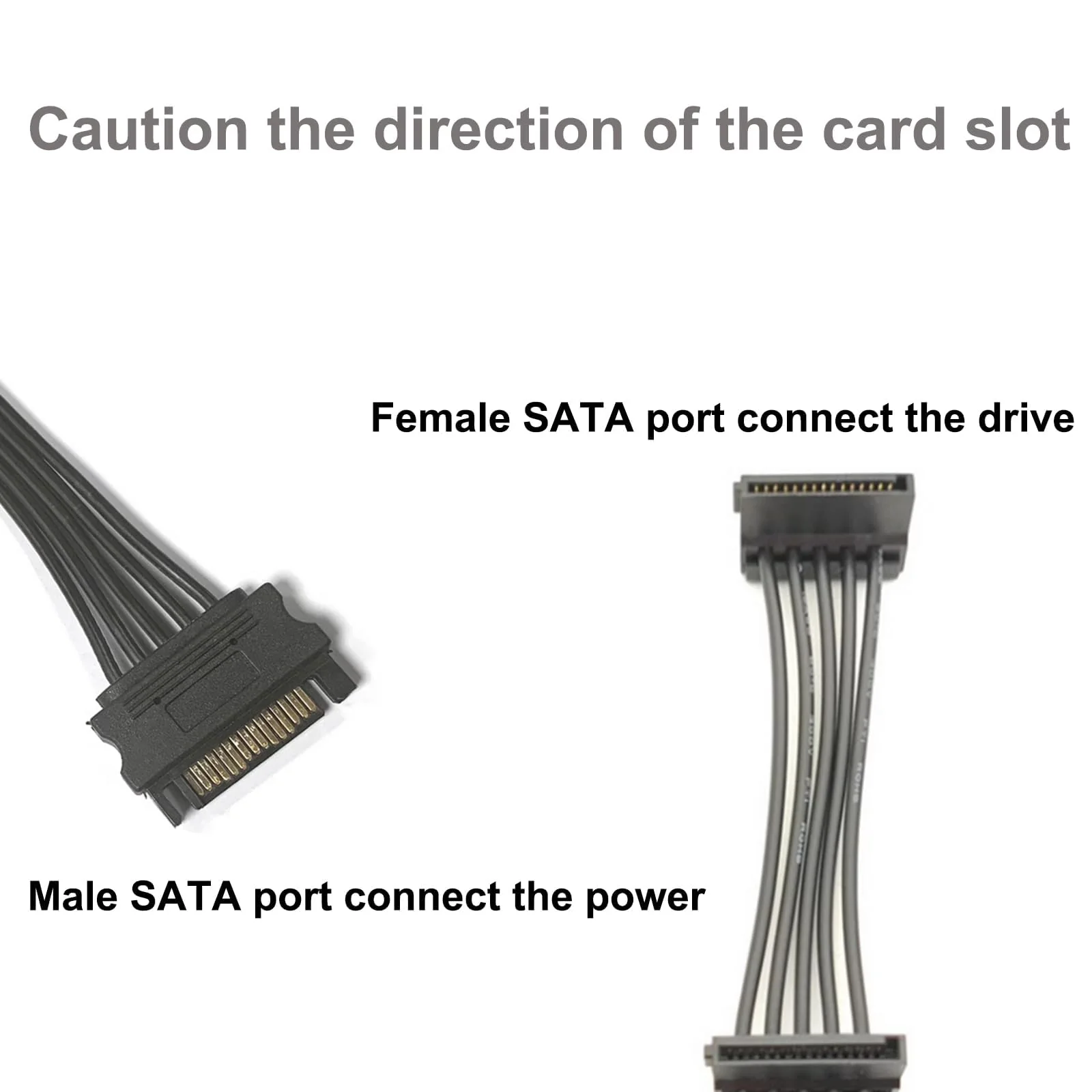 SATA Power Splitter Cable 19.7 in (500 mm) - 15 Pin SATA 1 Male to 5 Female Power Splitter Adapter Cable Powers up to 5 HDD, SSD, Optical Drives (1, Black) - Image 7