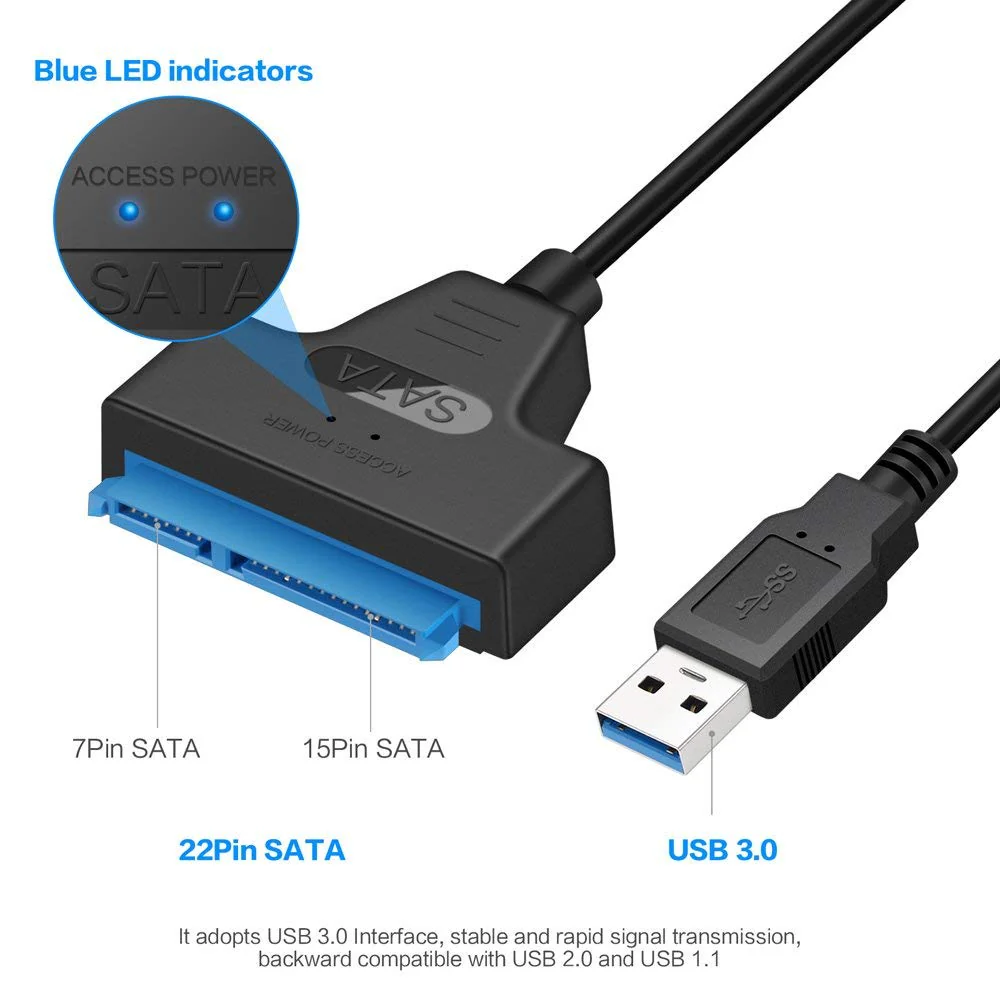 SATA to USB 3.0 Adapter Cable for 2.5 inch Hard Drive HDD/SSD Data Transfer, External Hard Drive Converter Support UASP (Black) Black - Image 6