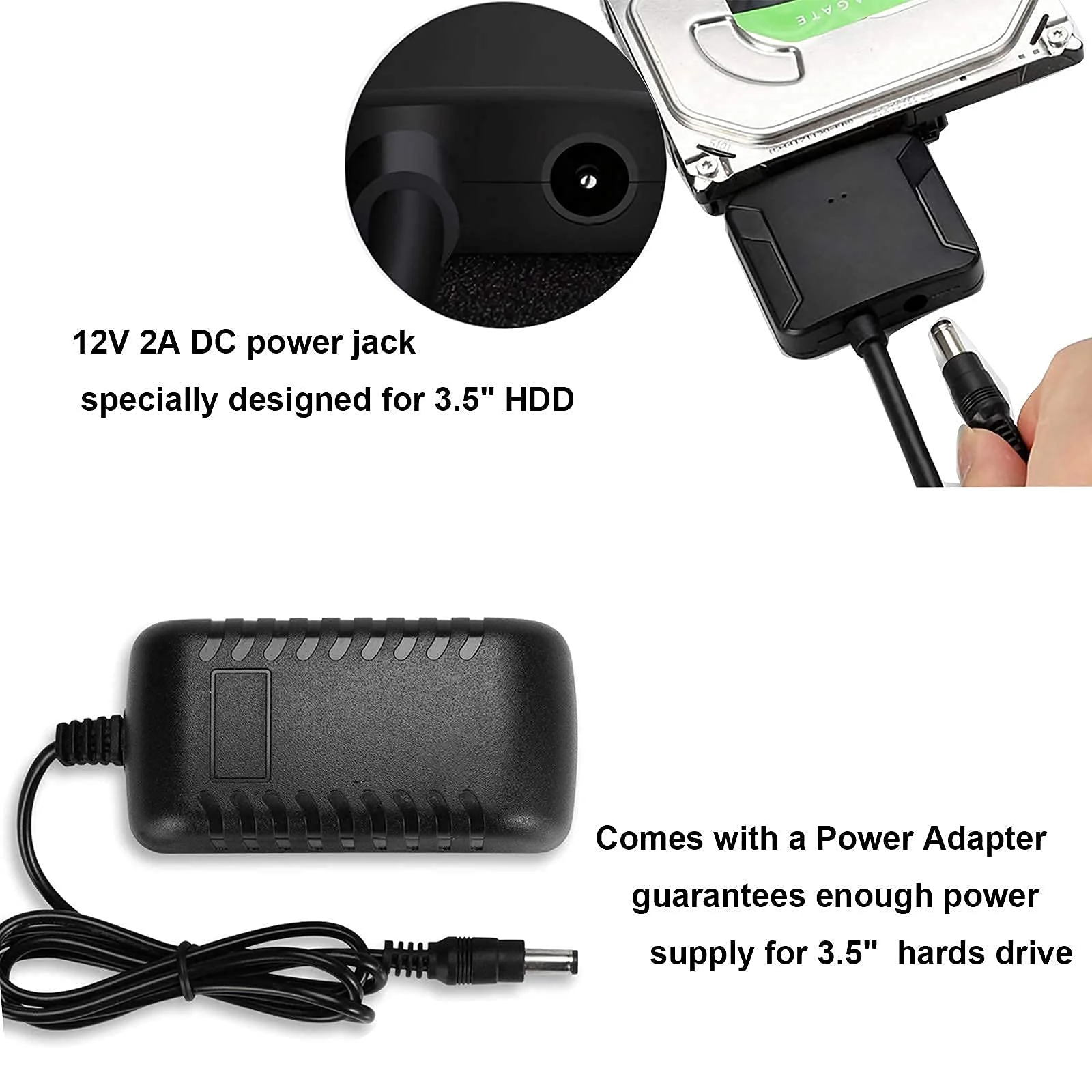 SATA to USB 3.0 Adapter, External Hard Drive Converter Cable for 2.5" 3.5" HDD, SSD with Power Supply for SATA 3.5 SSD HDD - Image 5
