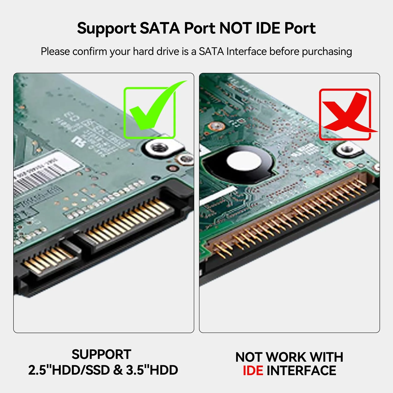 SATA to USB C Adapter with Power, 5Gbps USB C to SATA Converter with 24W Adapter, External Hard Drive Type C Cable for 2.5" HDD/SSD & 3.5"HDD Up to 20TB Support UASP Seagate WD Hitachi Toshiba 1 SATA to USB C with Power - Image 3