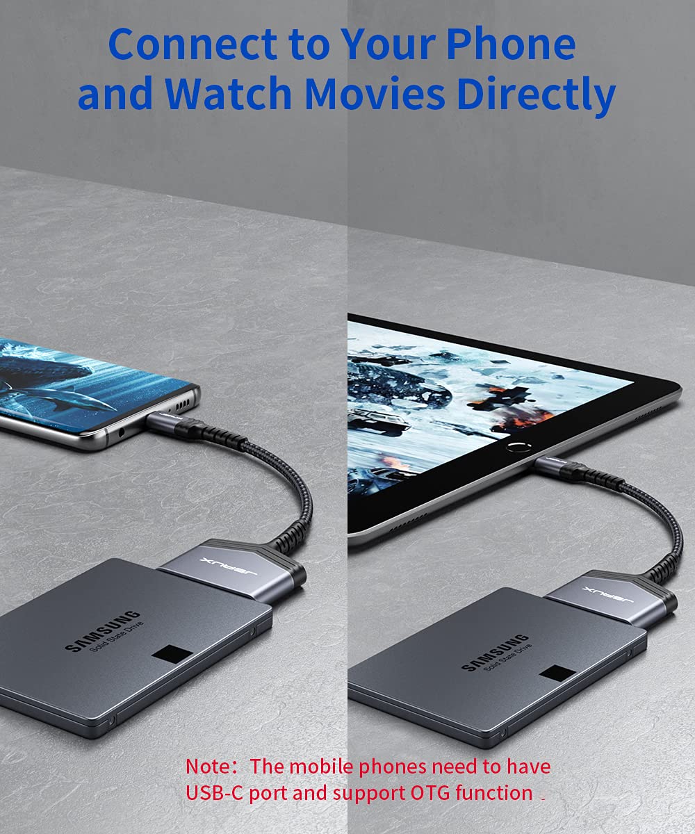 SATA to USB C Cable, JSAUX USB-C 3.1 to 2.5” SATA III Hard Driver Adapter Aluminum Shell External Converter for SSD/HDD Data Transfer-Grey USB C-SATA Grey1 - Image 5