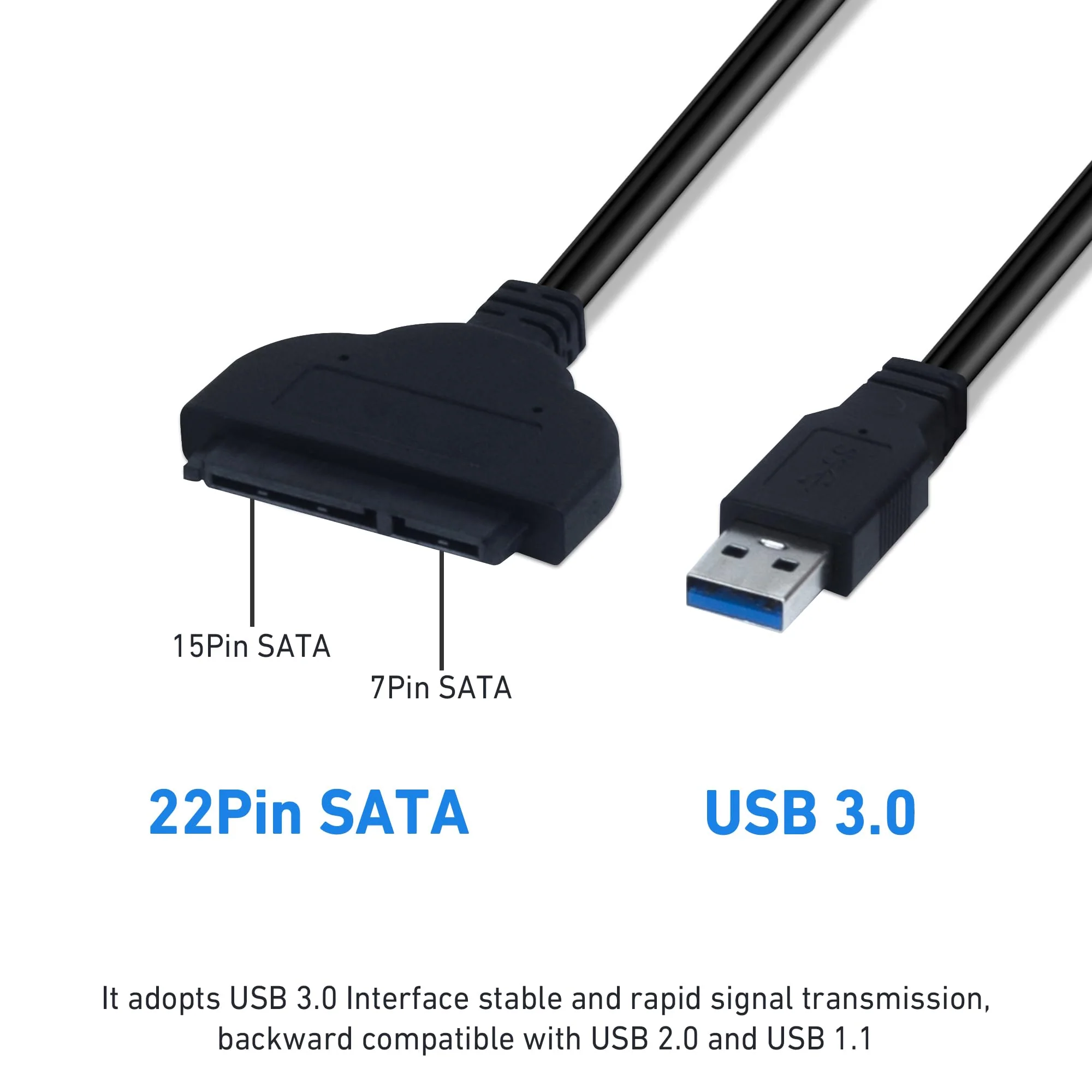 SATA to USB，Sata to USB Adapter，SATA to USB Cable for 2.5 inch HDD and SSD 5Gbps Superspeed Compatible with USB 2.0 1.1 Older SATA Connector - Image 2