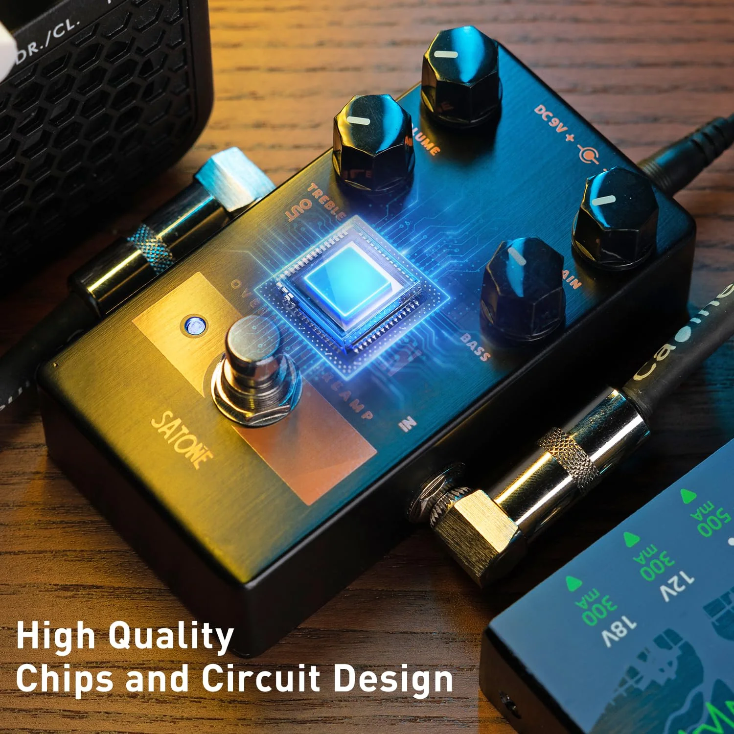 Satone S805 Mandarin Overdrive Preamp Effect Pedal - Classic Overdrive with 4 Controls Preamp Acoustic Metal Pedal with True Bypass - Image 3