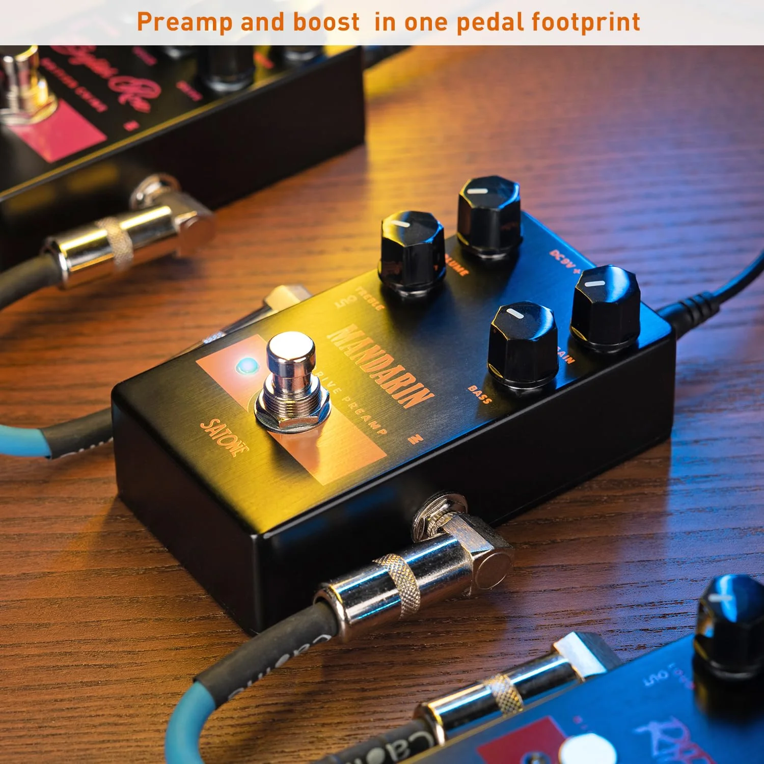 Satone S805 Mandarin Overdrive Preamp Effect Pedal - Classic Overdrive with 4 Controls Preamp Acoustic Metal Pedal with True Bypass - Image 5