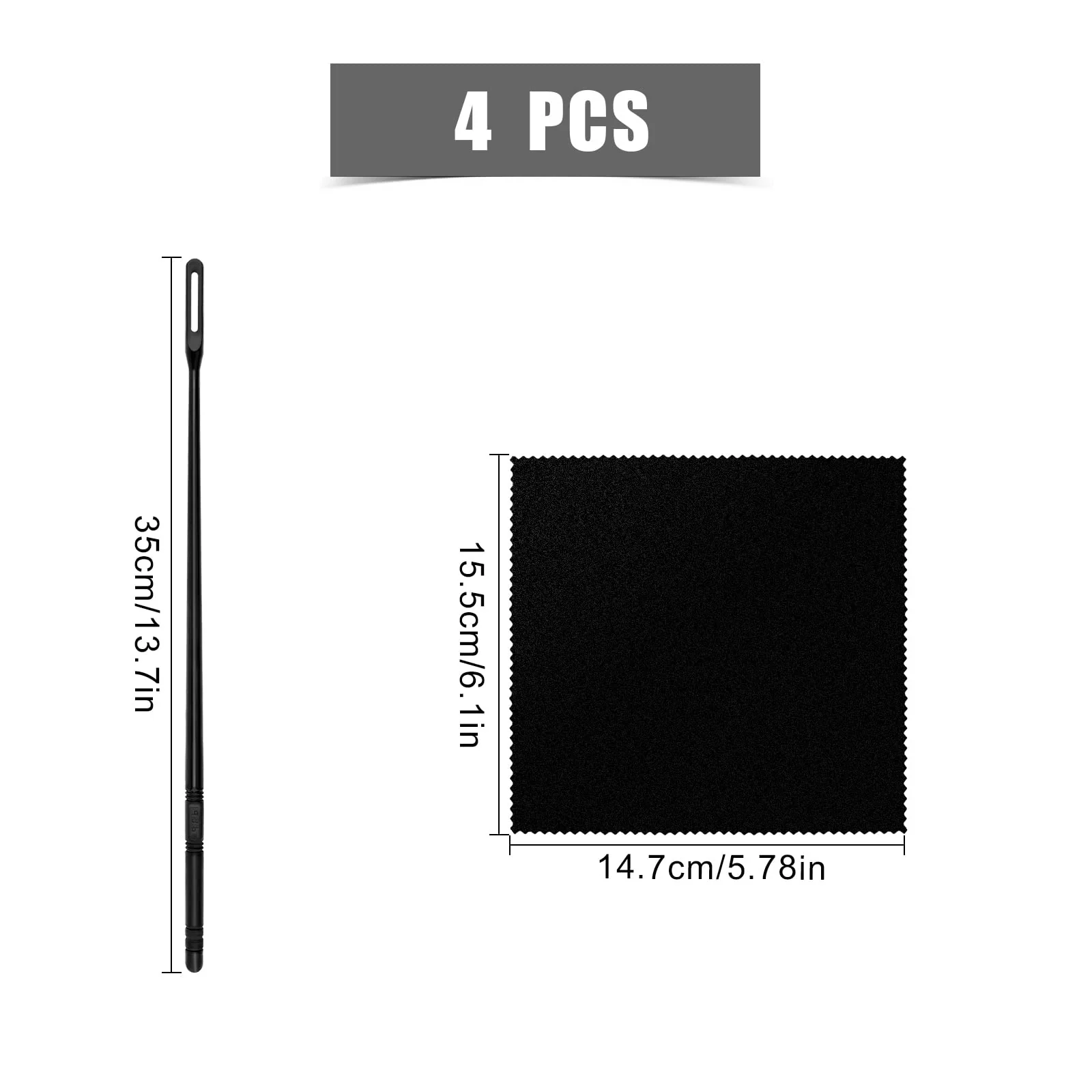 SAVITA 4pcs Flute Cleaning Kit, 2pcs Flute Cleaning Rod and 2pcs Flute Cleaning Cloth Flute Cleaning Swabs Flute Cleaning Supplies for Flute Cleaning and Polishing (Black) - Image 2