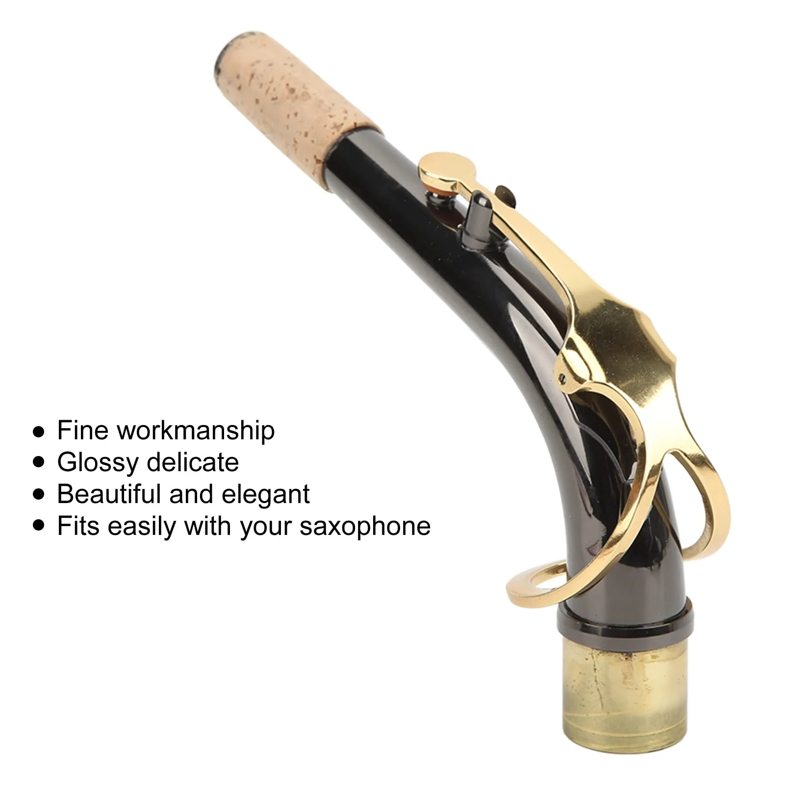 Sax Bend Neck Metal Cork Saxophones Accessory Black Plated for Alto Saxophone - Image 3