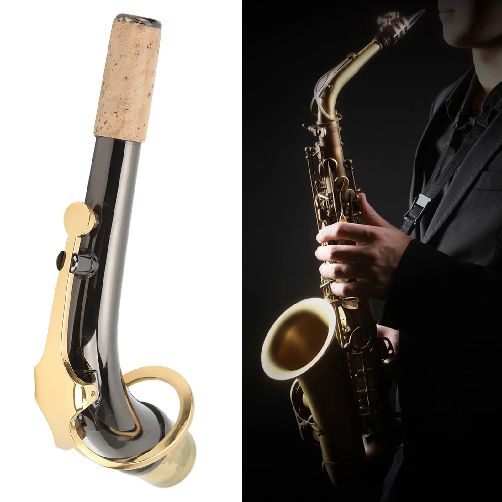 Sax Bend Neck Metal Cork Saxophones Accessory Black Plated for Alto Saxophone - Image 6